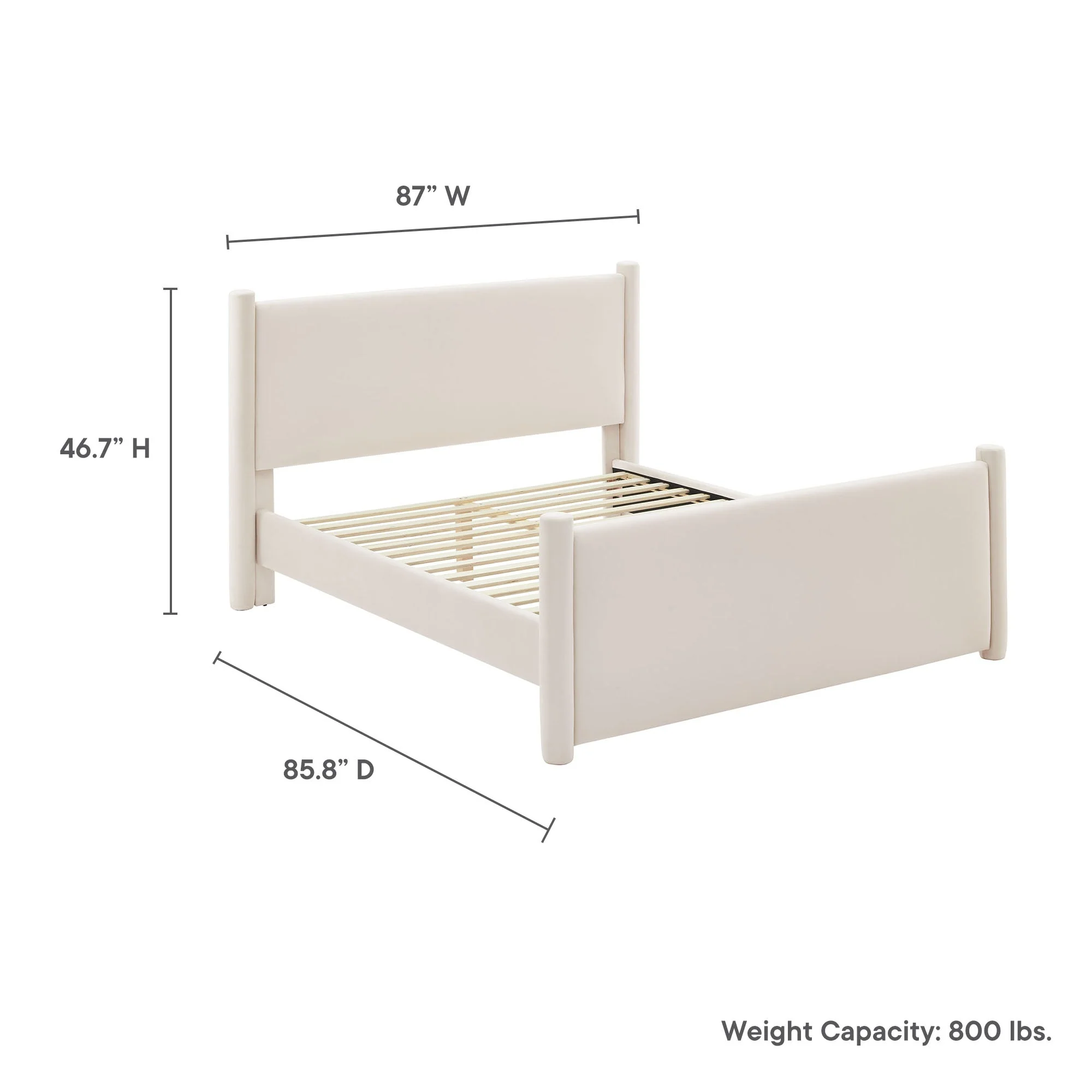 Upholstered Platform Bed with Padded Headboard and Footboard - Image 48