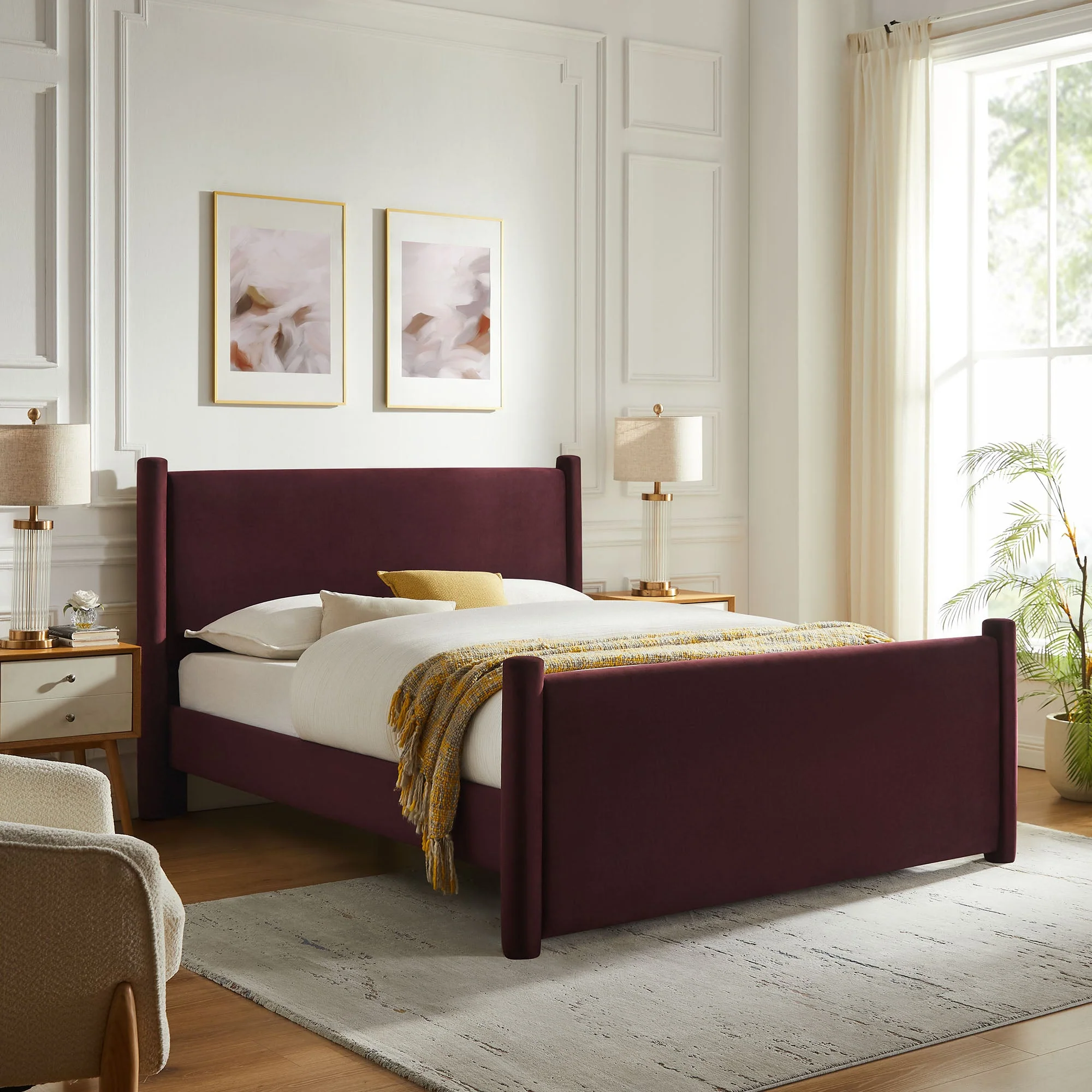 Upholstered Platform Bed with Padded Headboard and Footboard - Image 60