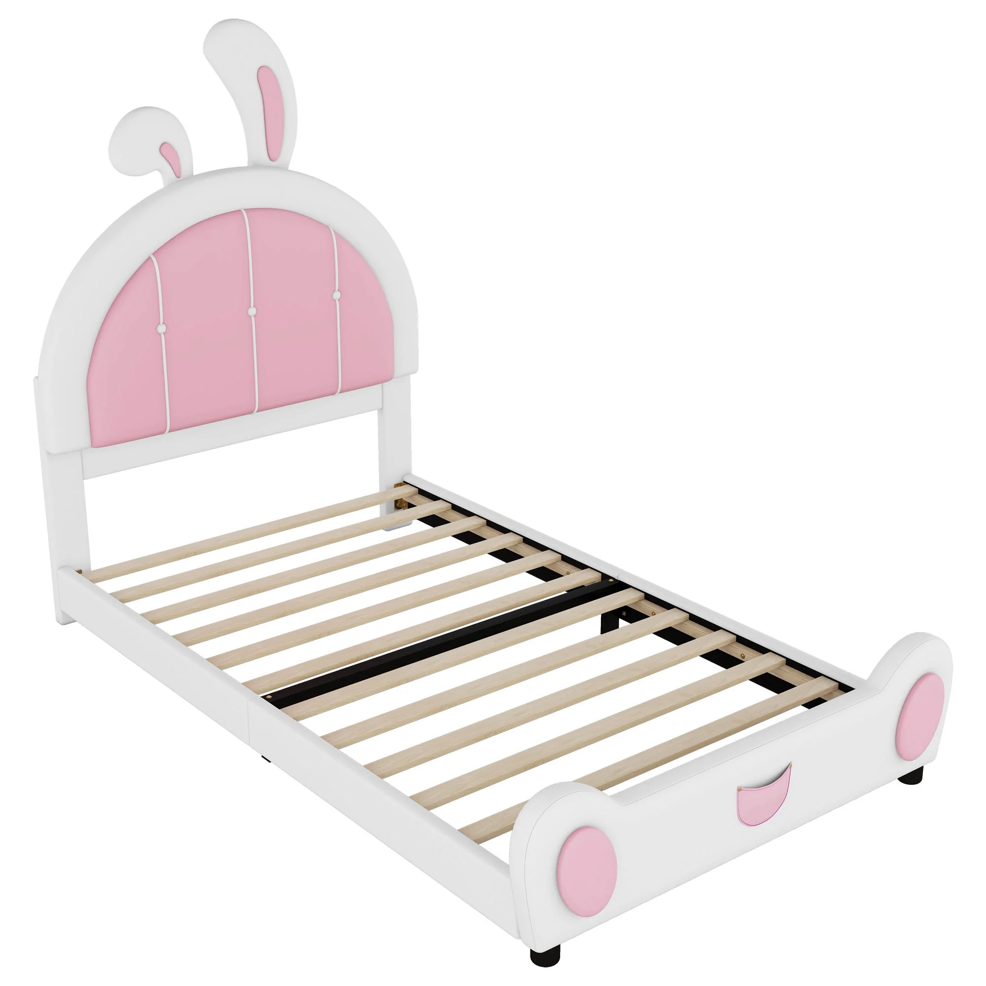 Upholstered Platform Bed With Rabbit Shaped Headboard - Image 3