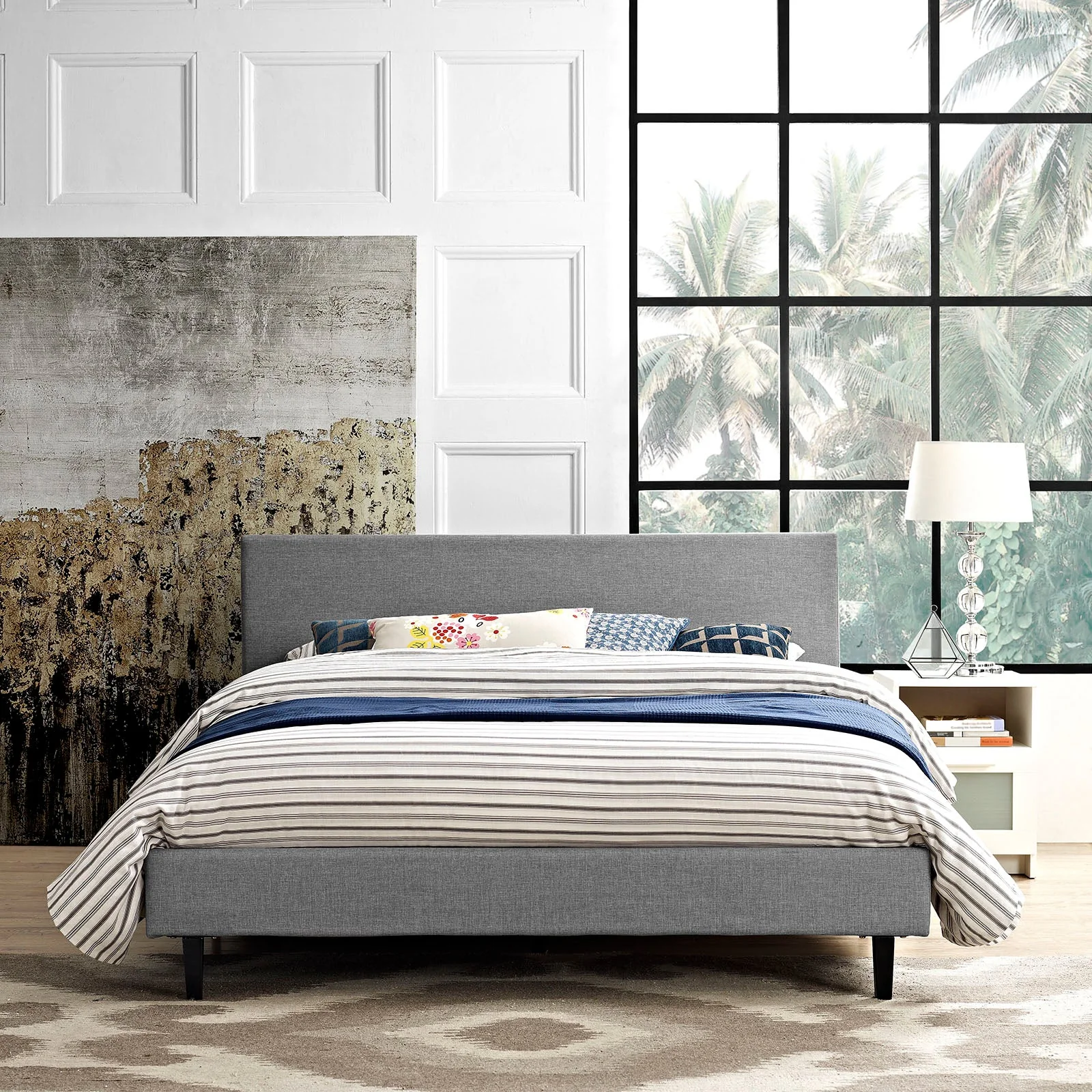 Upholstered Platform Bed with Slatted Support System - Image 34
