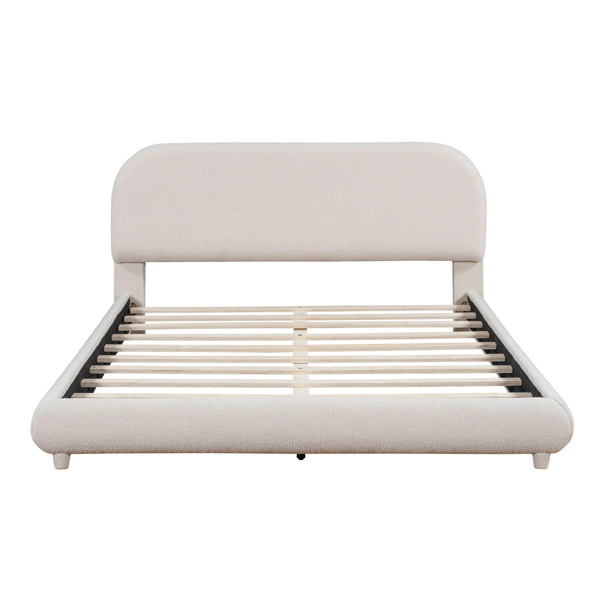 Upholstered Platform Bed With Thick Solid Frame And Stylish Curve-Shaped Design - Image 24