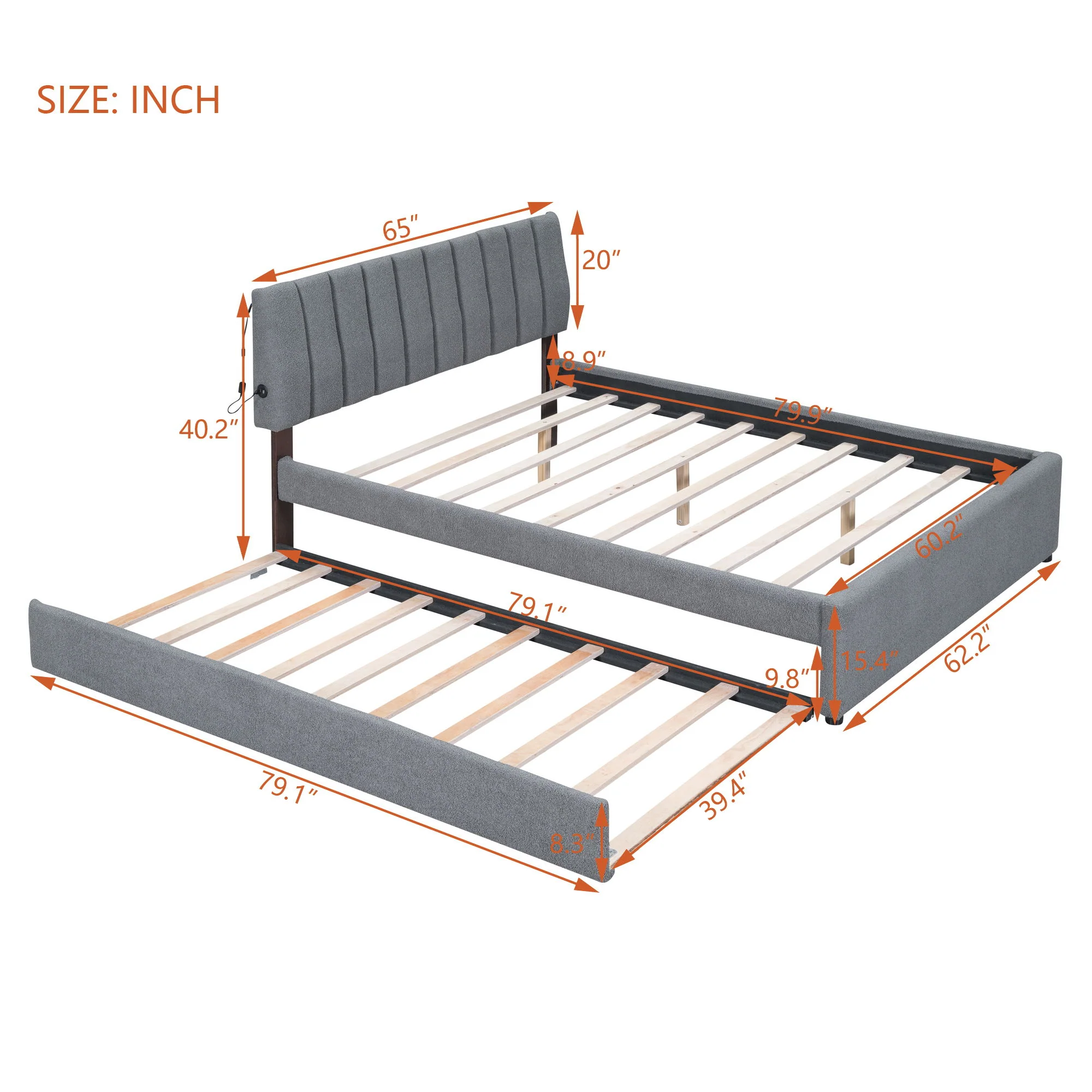 Upholstered Platform Bed With Trundle - Image 25