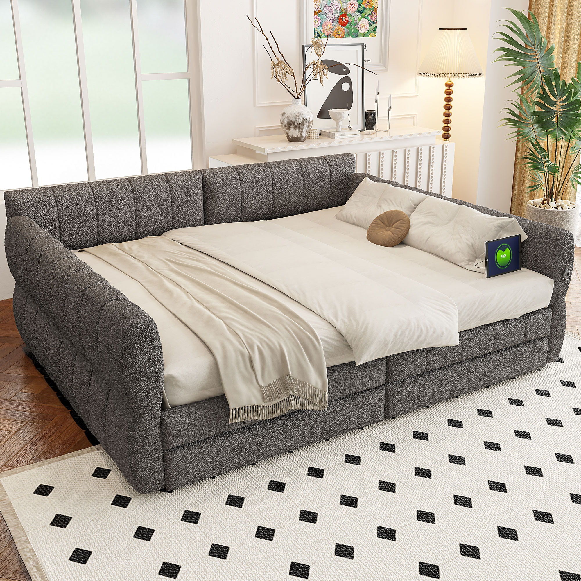 Upholstered Platform Bed With USB Charging - Image 16
