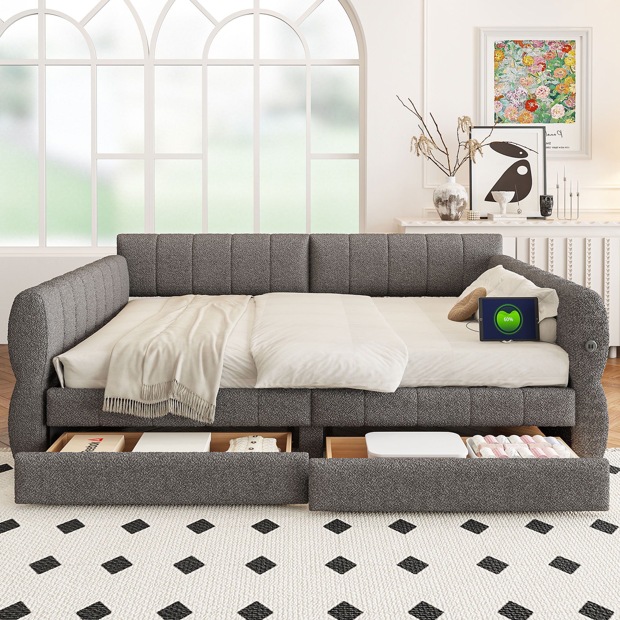 Upholstered Platform Bed With USB Charging - Image 17