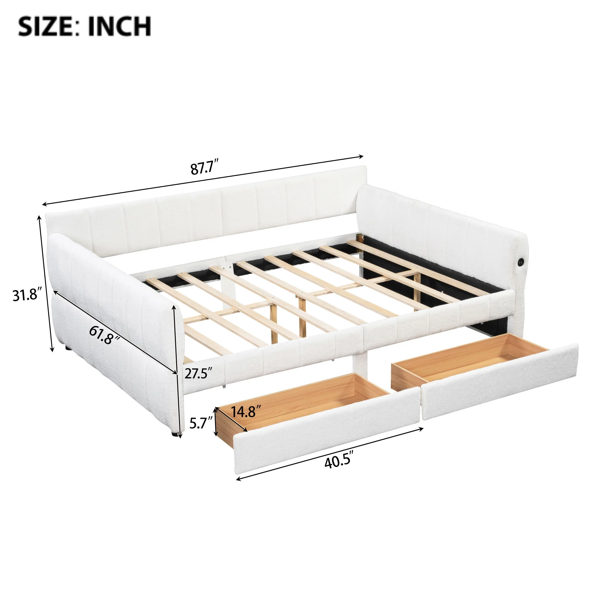 Upholstered Platform Bed With USB Charging - Image 5