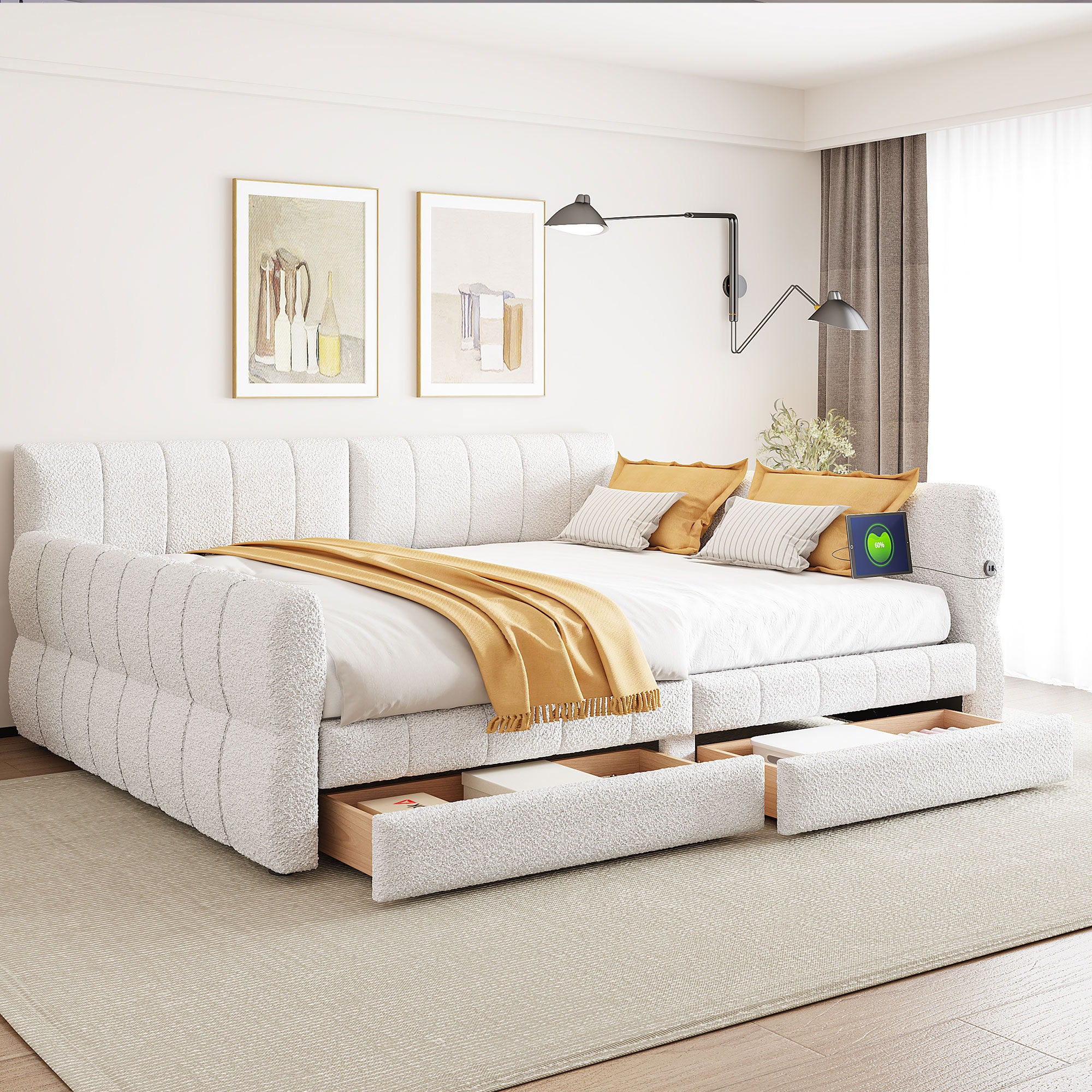 Upholstered Platform Bed With USB Charging - Image 8