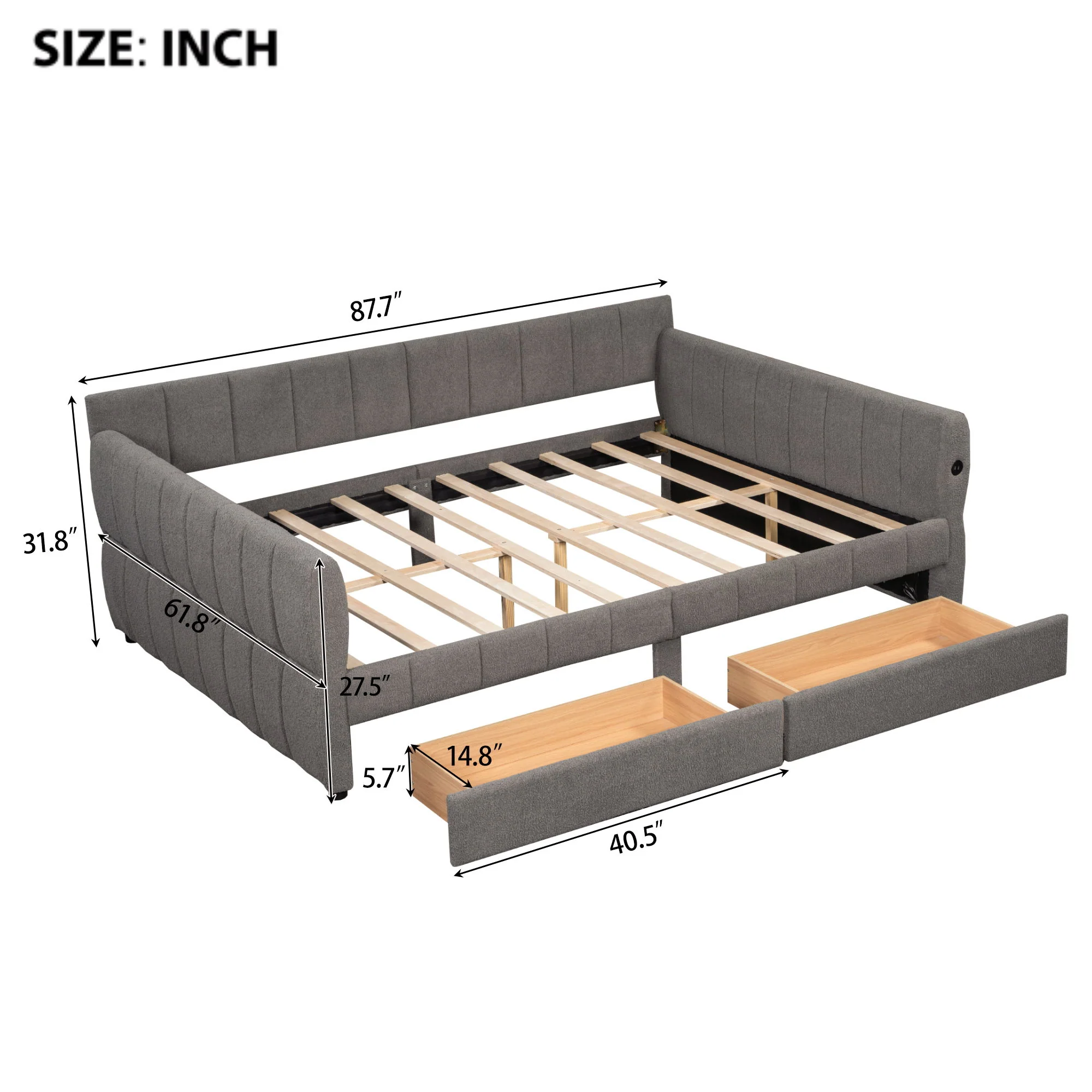 Upholstered Platform Bed With USB Charging - Image 9