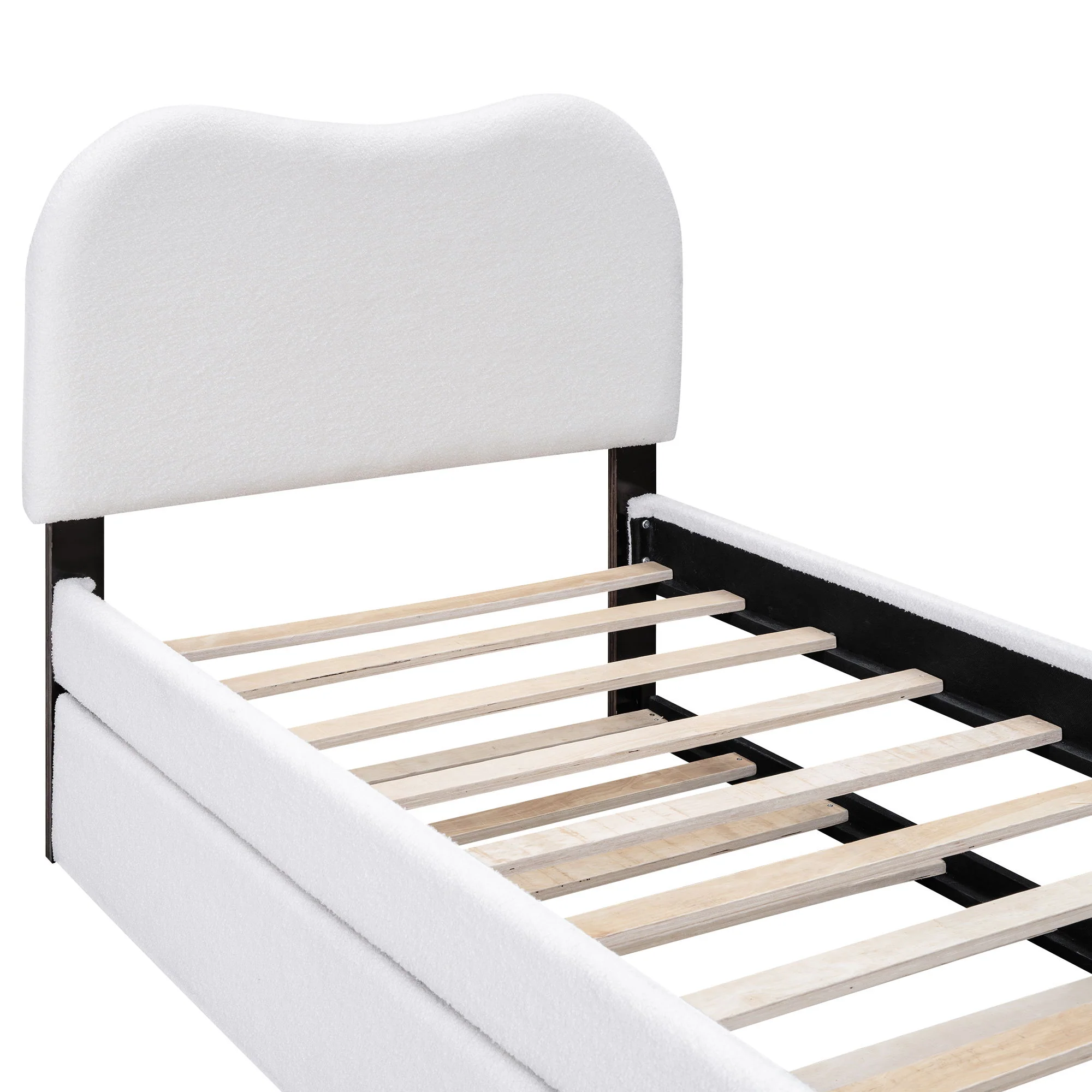 Upholstered Platform Bed With Wood Supporting Feet And Trundle - Image 20