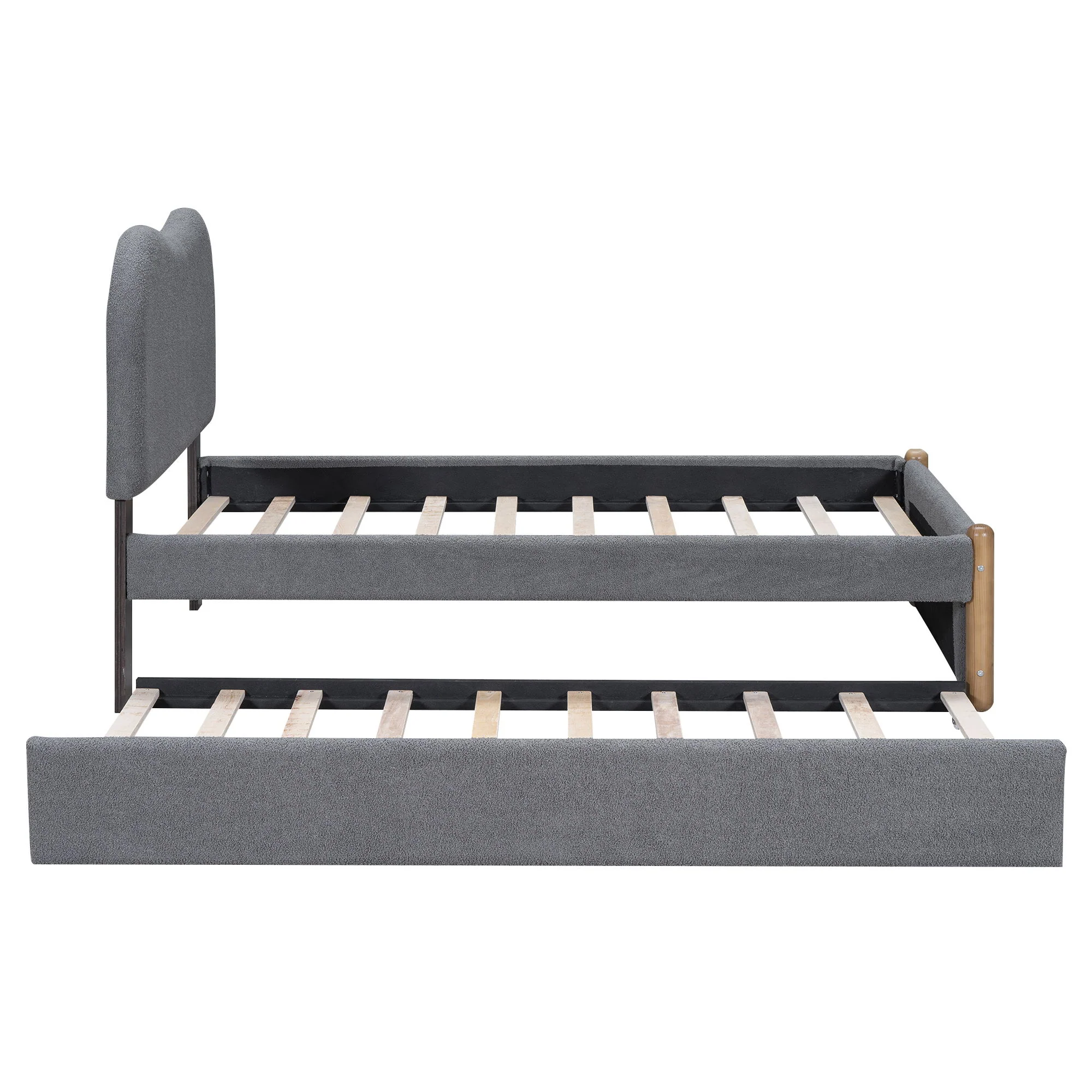 Upholstered Platform Bed With Wood Supporting Feet And Trundle - Image 27