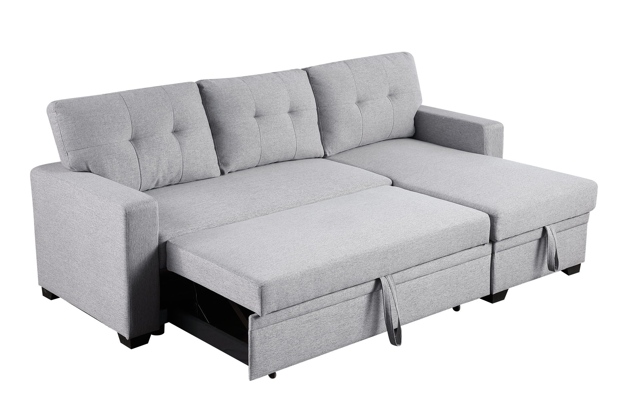 Upholstered Pull Out Sectional Sofa With Chaise - Image 17
