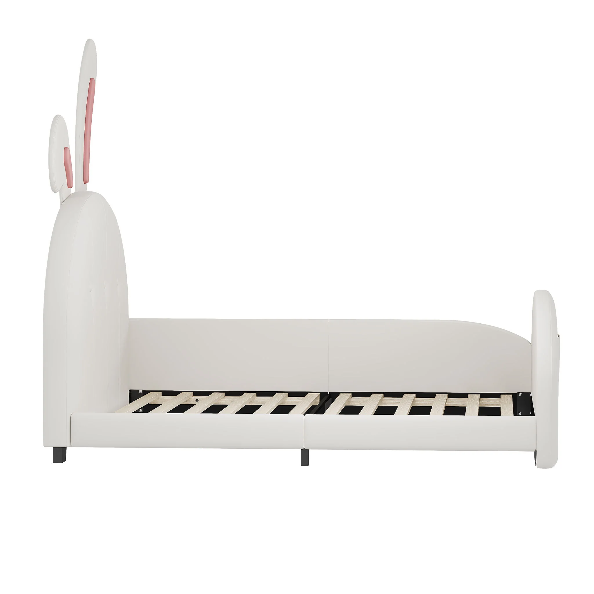 Upholstered Rabbit-Shape Princess Bed With Headboard And Footboard - Image 12