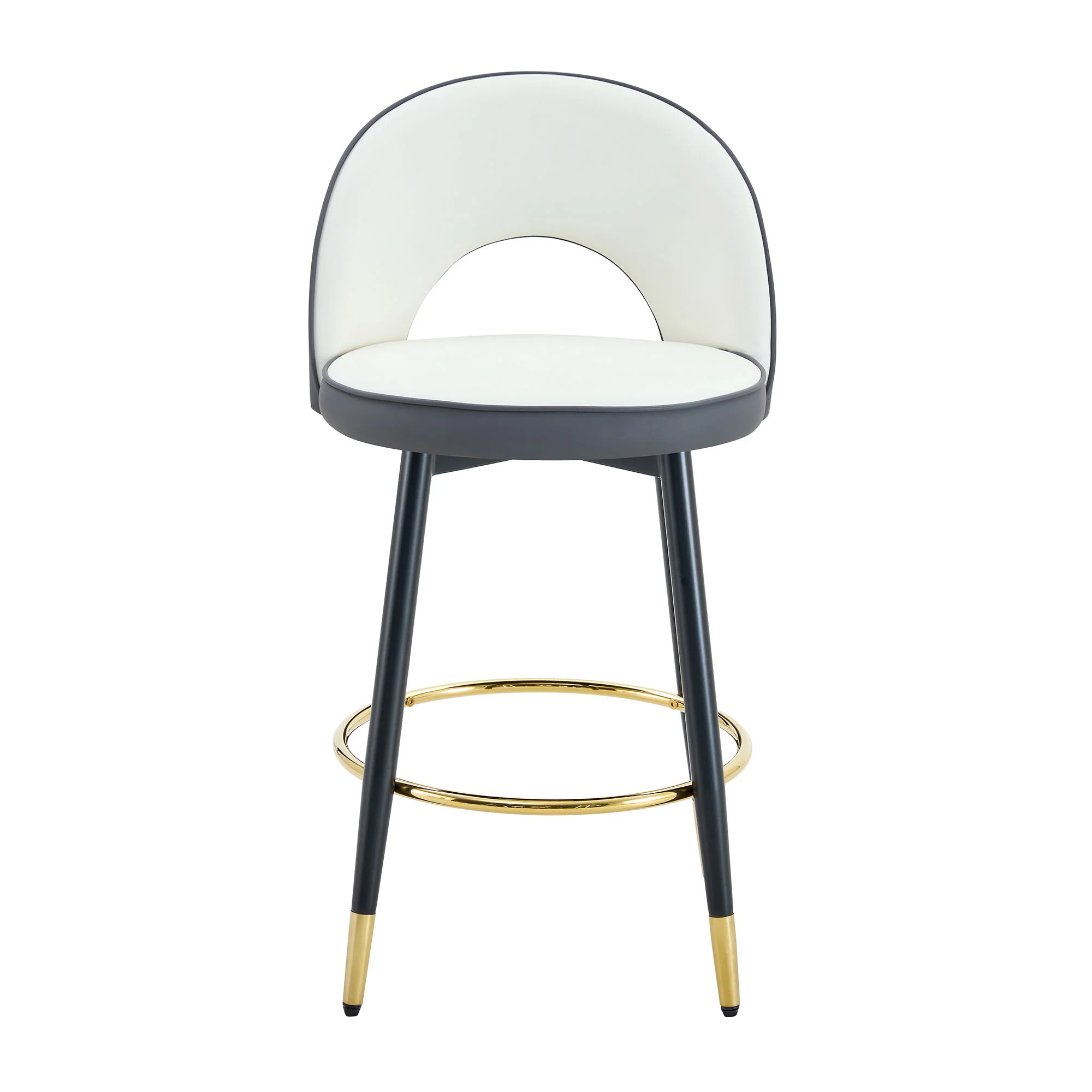 Upholstered Rotatable Bar Chair With Metal Legs For Dining Room - Image 3