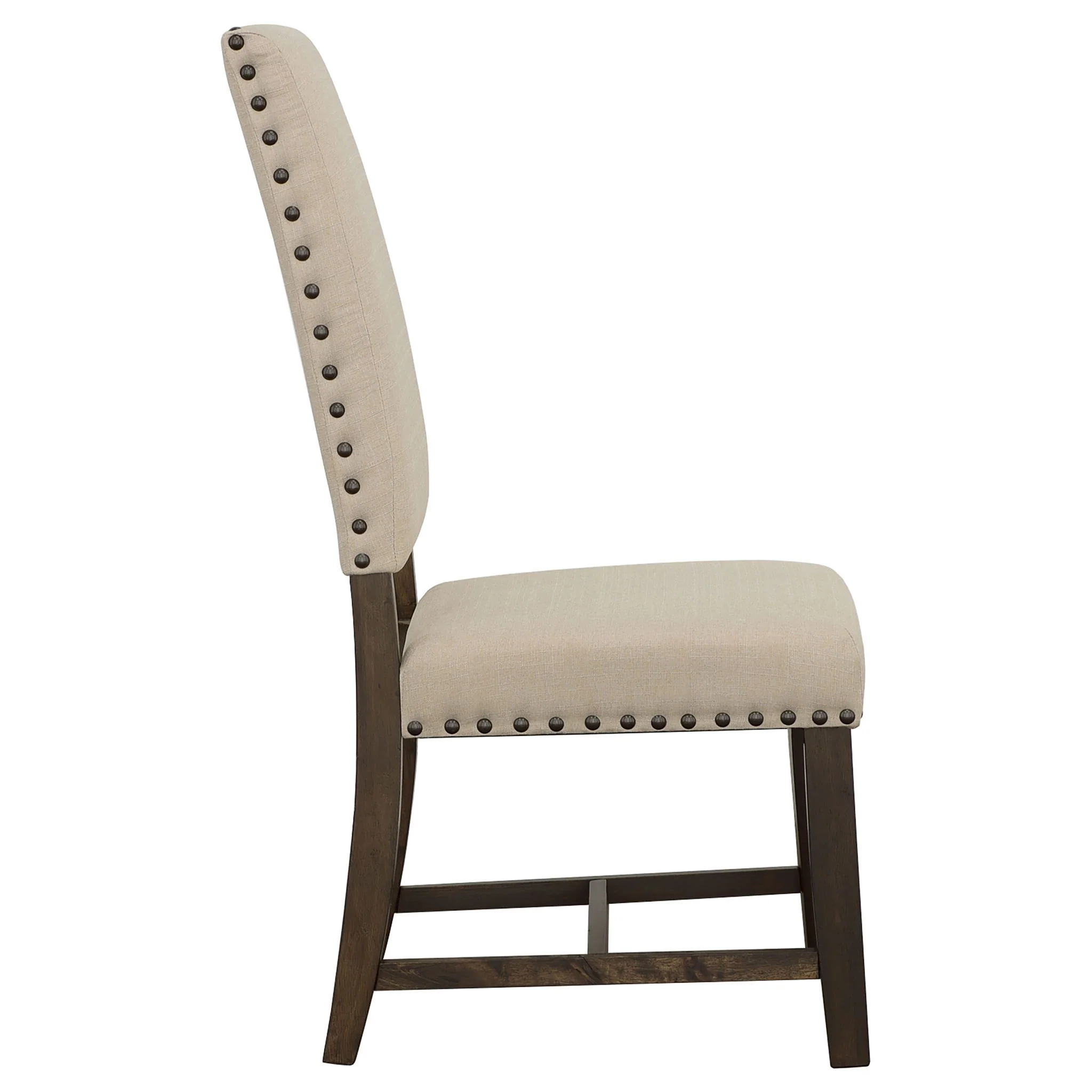 Upholstered Side Chair With Nailhead Accents (Set of 2) - Beige - Image 3