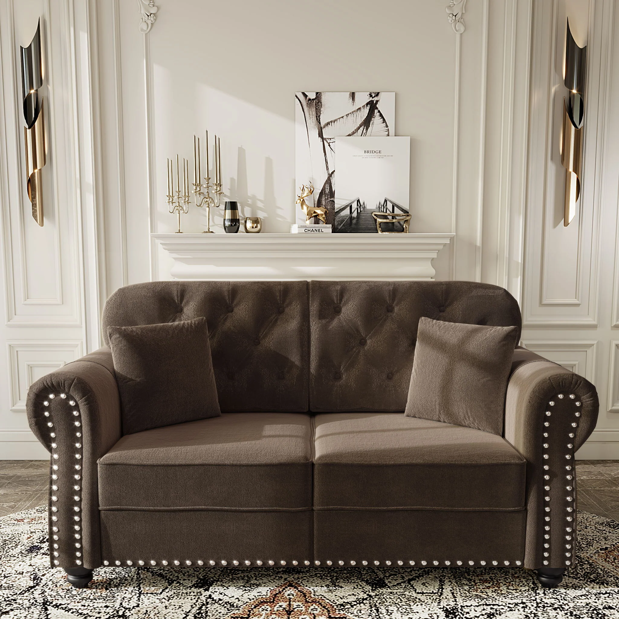 Upholstered Sofa Set With Nailhead Trim And Rolled Armrests, Includes Pillows - Image 30