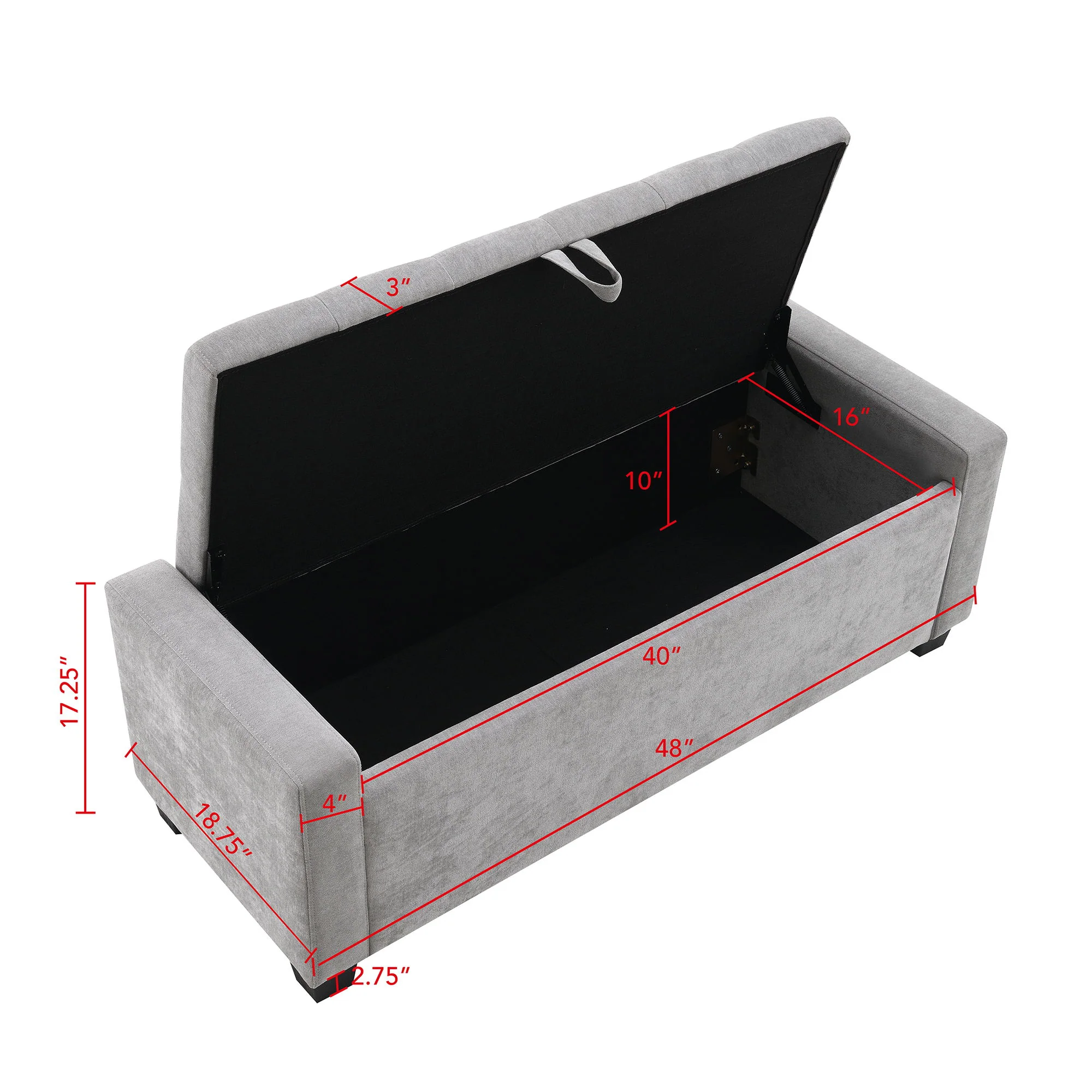 Upholstered Storage Ottoman Bench With Button Tufting And Safety Hinge - Image 11