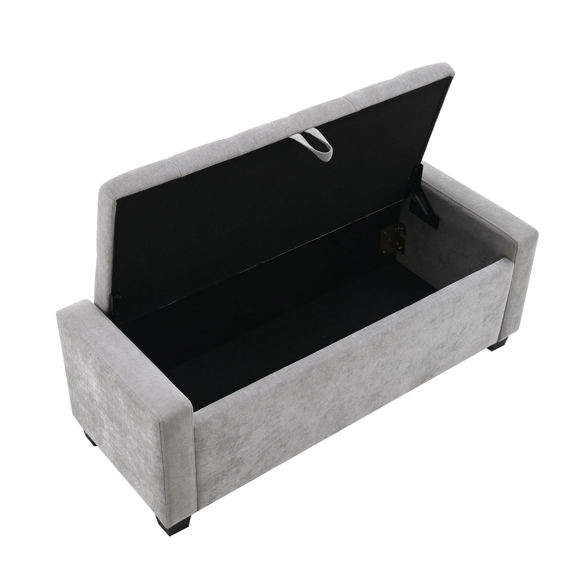 Upholstered Storage Ottoman Bench With Button Tufting And Safety Hinge - Image 5