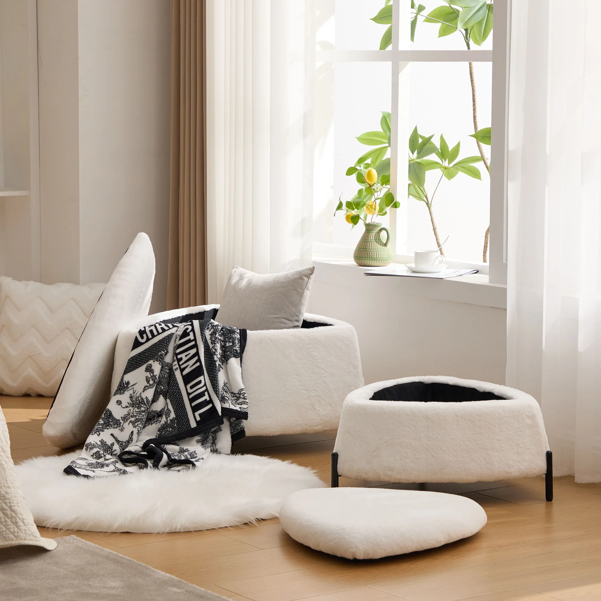 Upholstered Storage Ottoman Set With Reversible Lid - Image 19