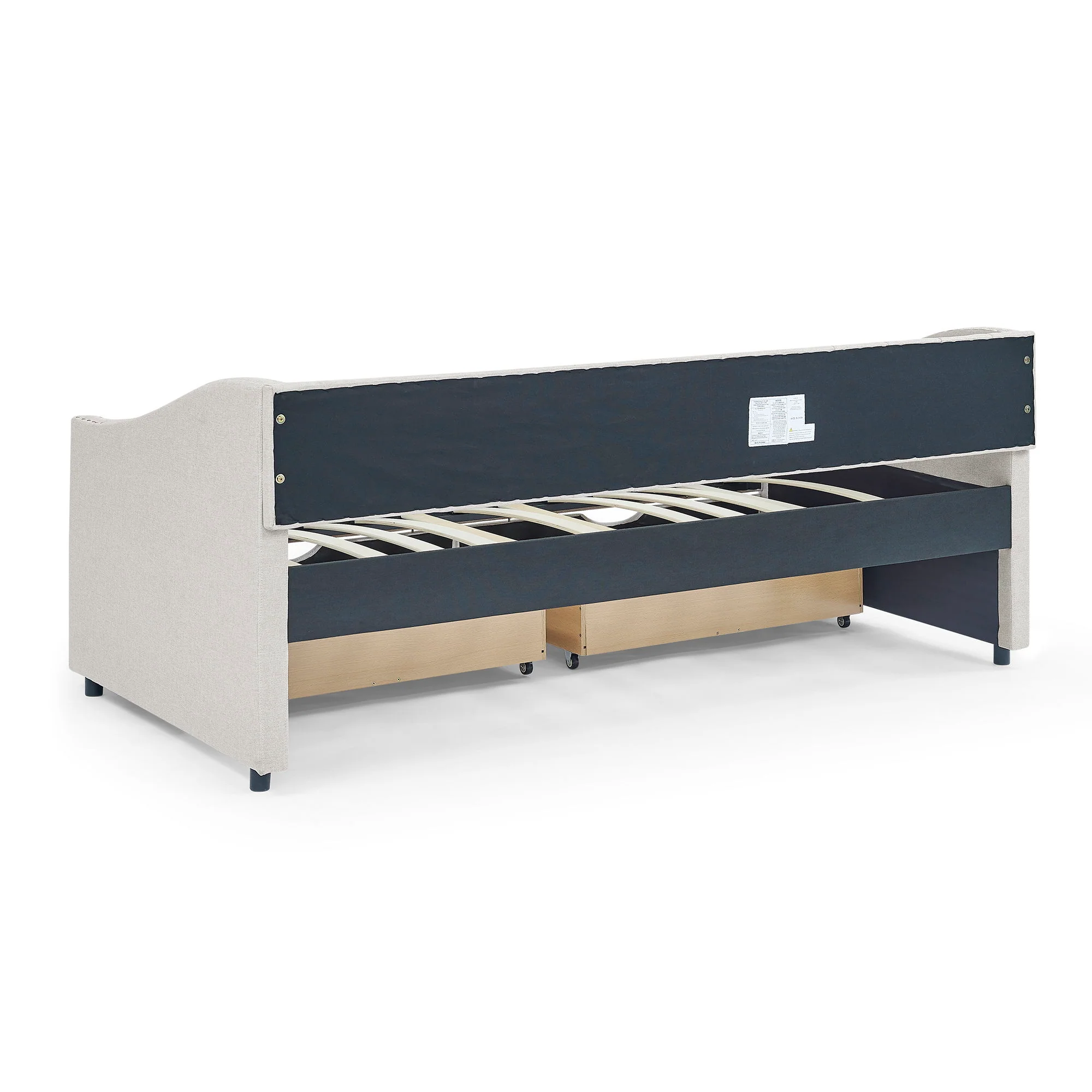 Upholstered Tufted Daybed With 2 Drawers, Waved Arms - Image 58