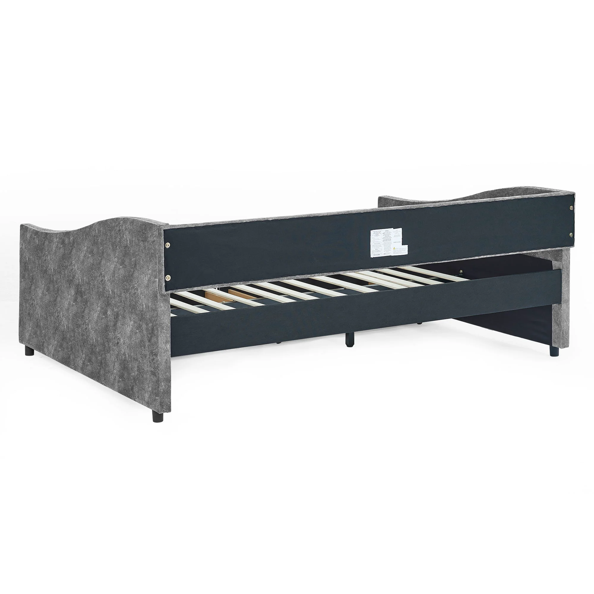 Upholstered Tufted Daybed With Drawers, Waved Arms - Image 19