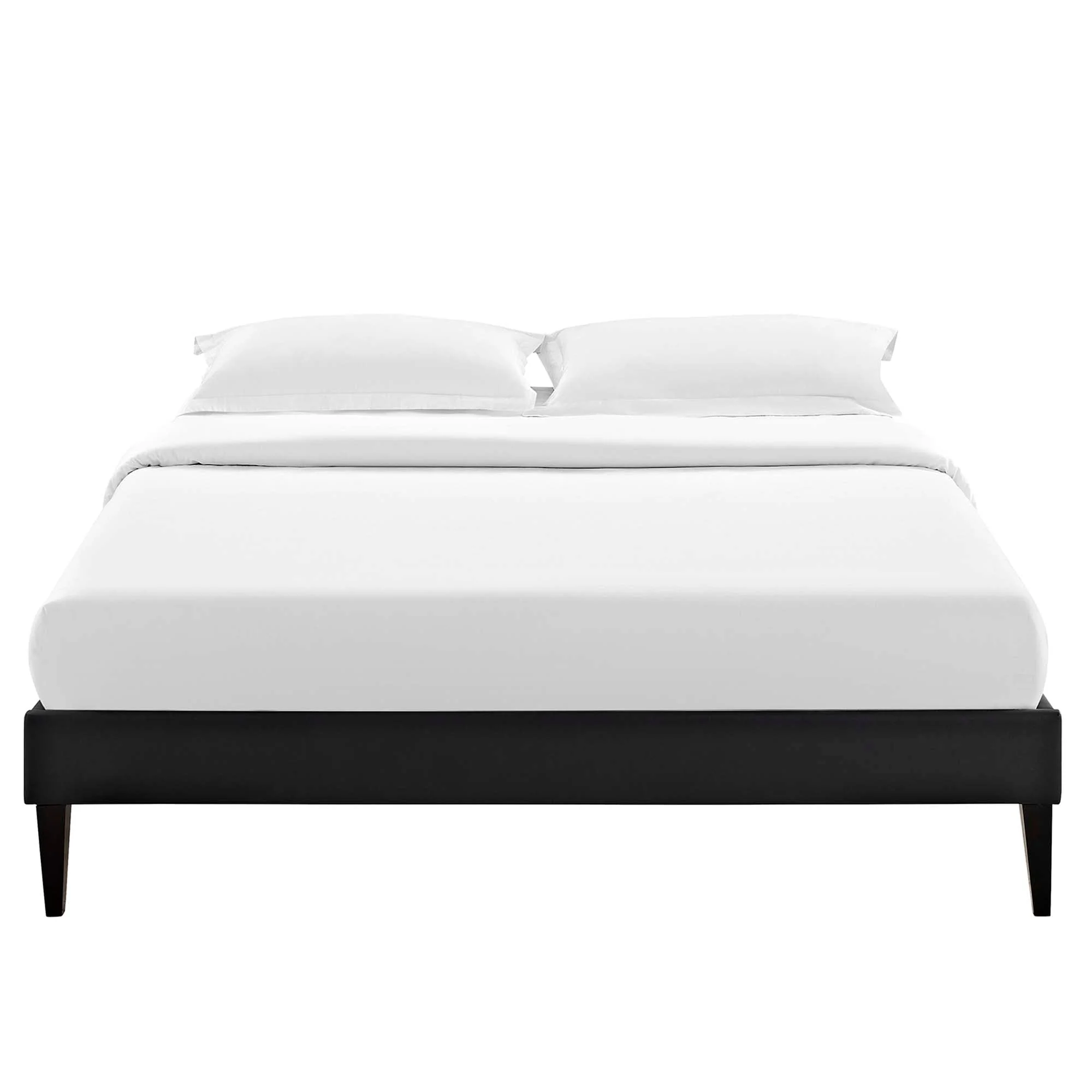 Upholstered Vinyl Platform Bed with Squared Tapered Legs - Image 4