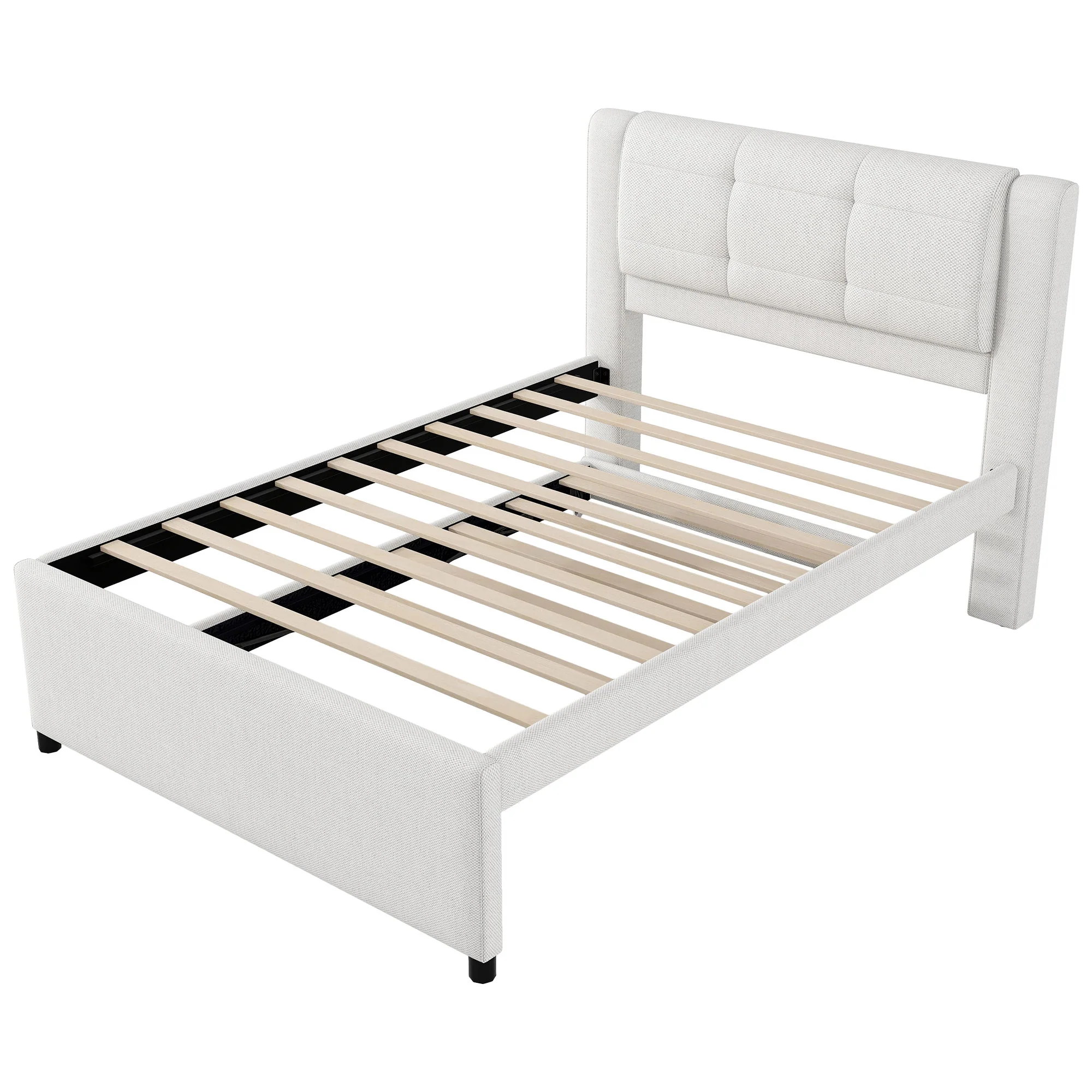 Upholstery Platform Bed With Trundle, Trundle Can Be Flat Or Erected - Image 18