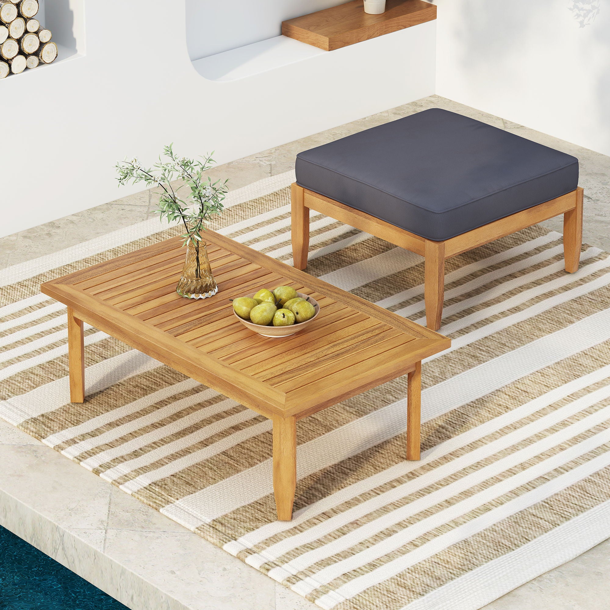 Urbanek - Acacia Wood Outdoor Conversation Set - Teak - Image 4