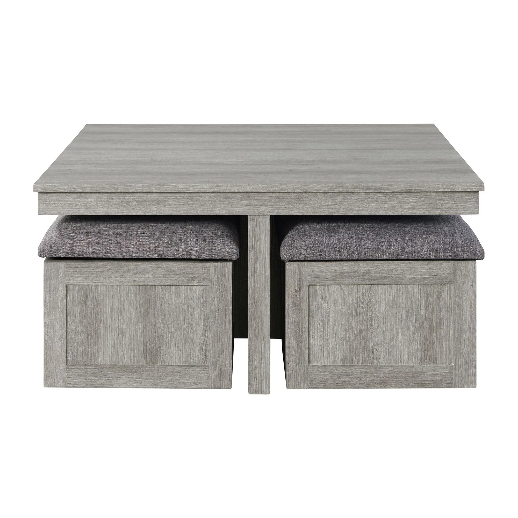 Uster - Coffee Table With Four Storage Stools - Gray - Image 5