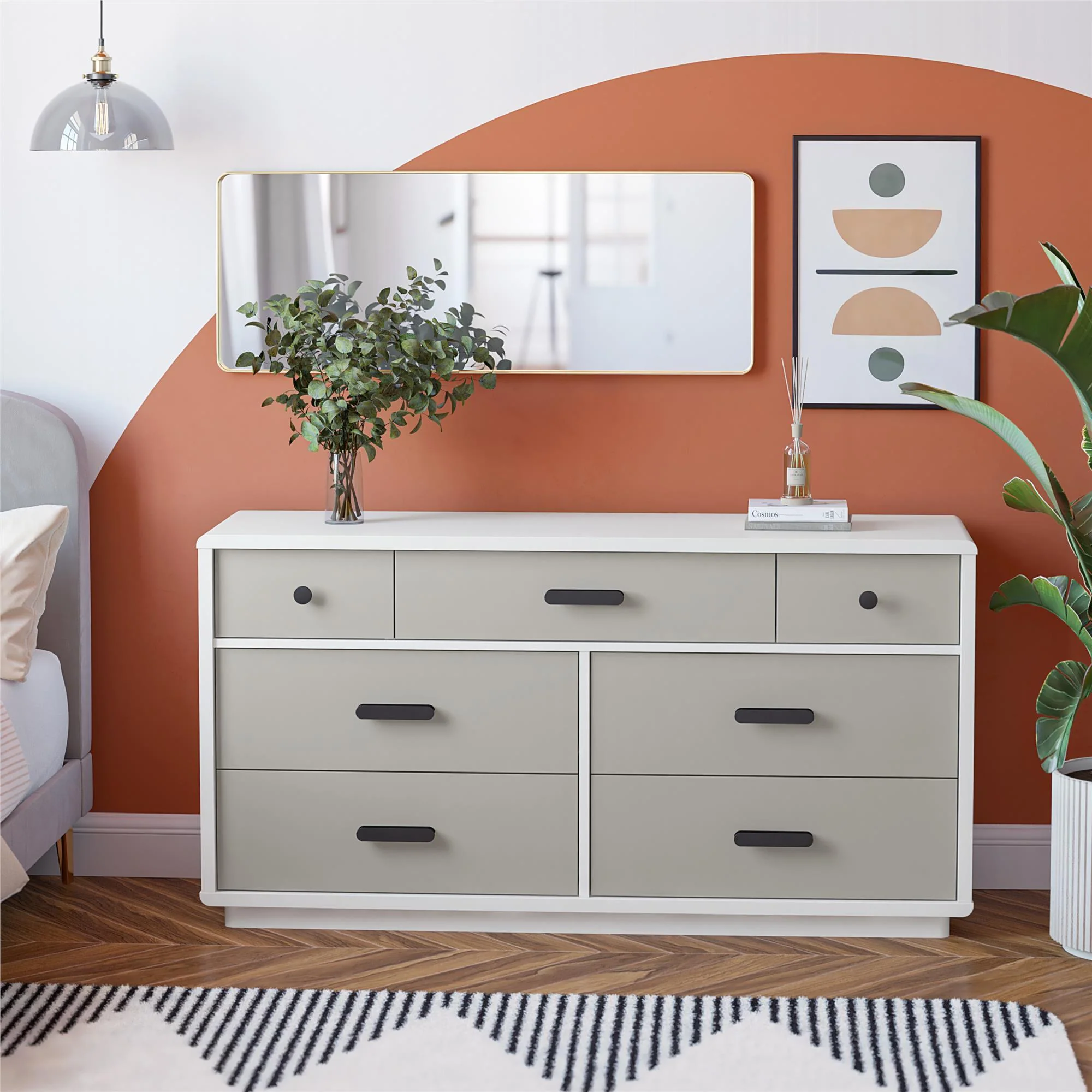 Valencia - 7 Drawer Wide Dresser - Taupe - Image 8