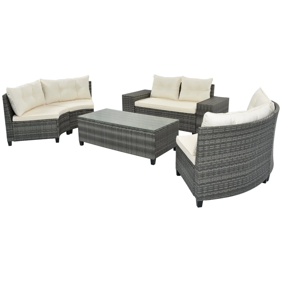 Valencia 8-Piece Curved Wicker Patio Lounge Set with Coffee Table - Image 6