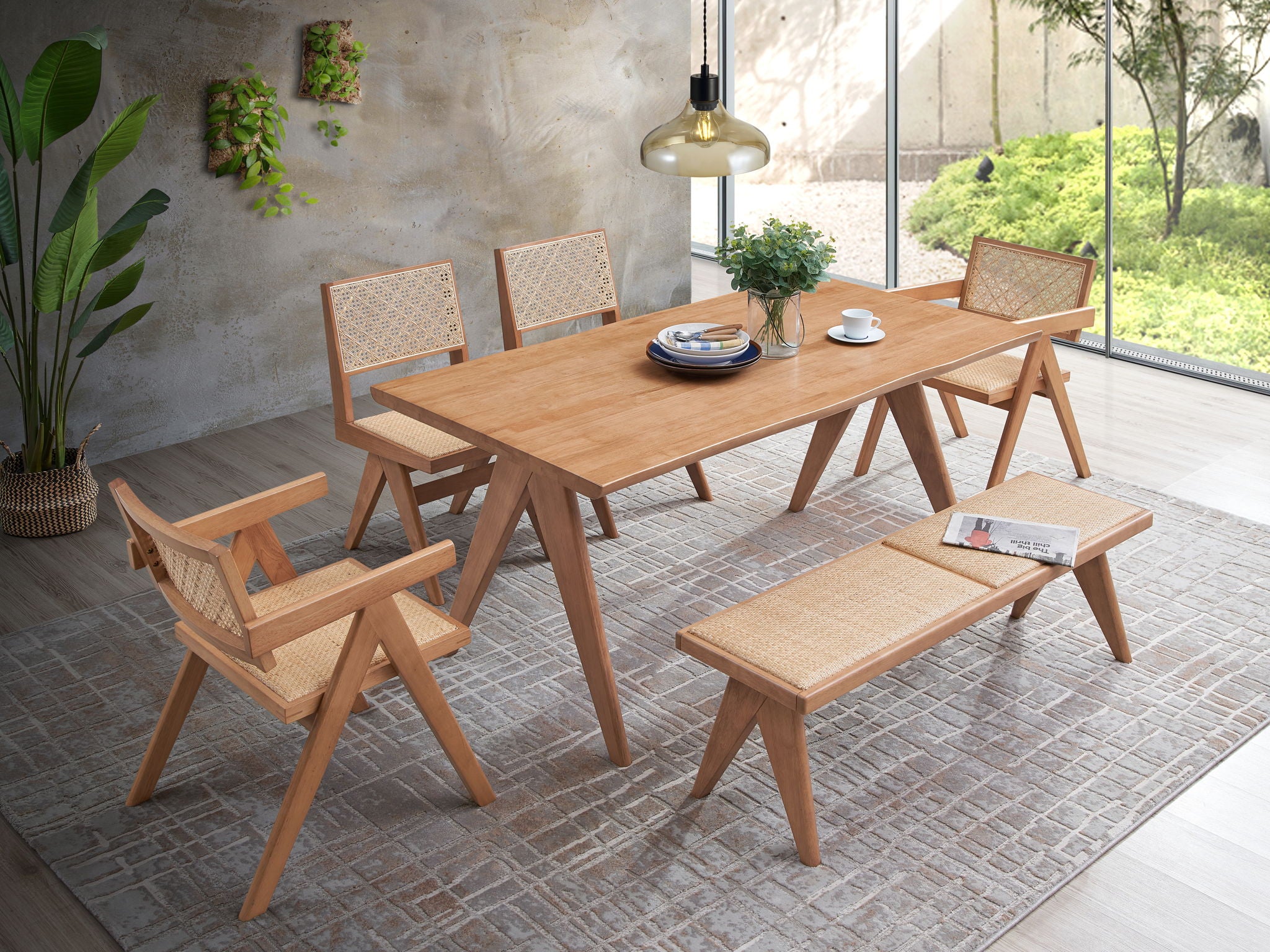 Valentina - 6 Piece Patio Furniture Set - Rattan / Natural - Image 5