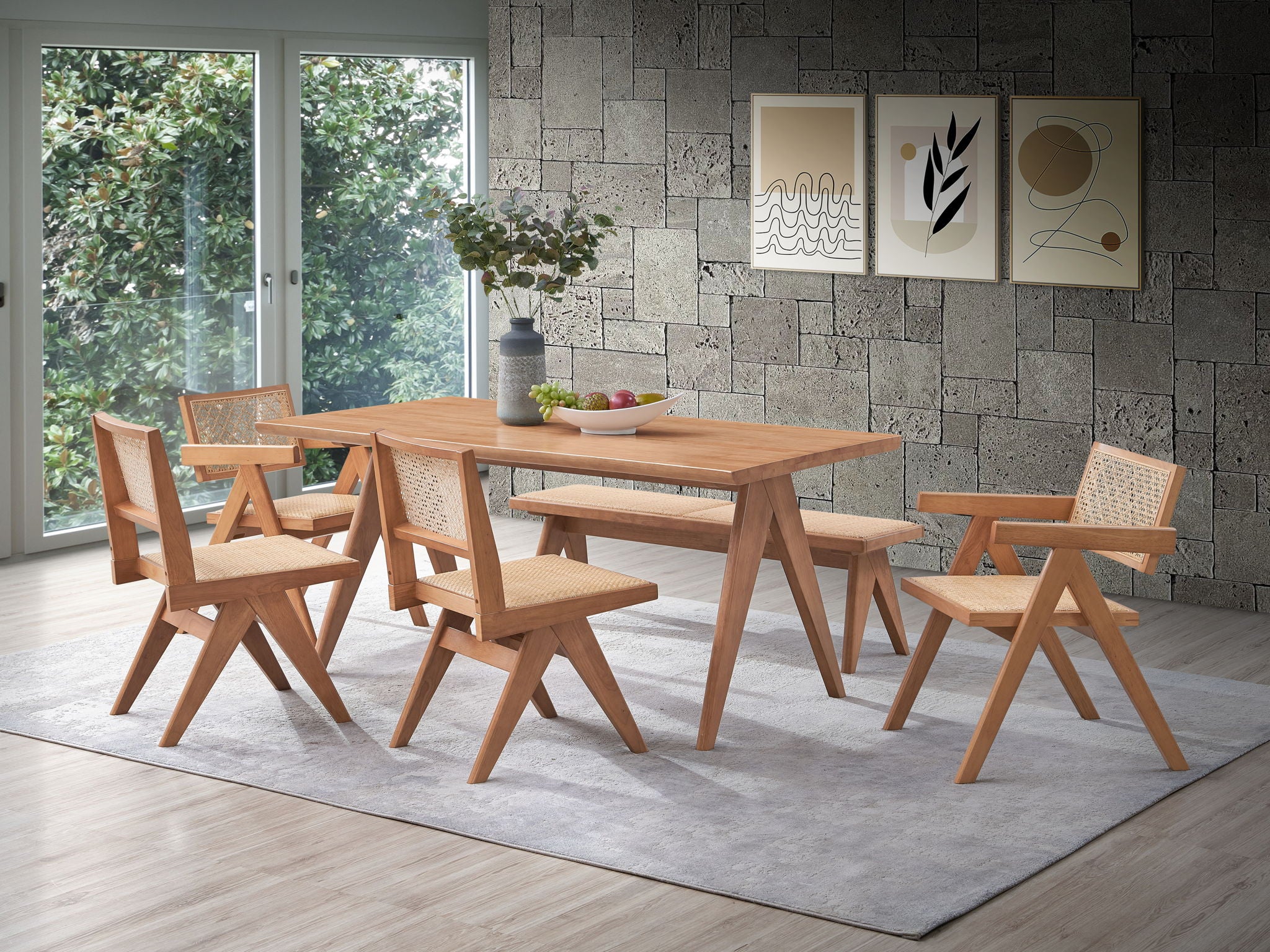 Valentina - 6 Piece Patio Furniture Set - Rattan / Natural - Image 7