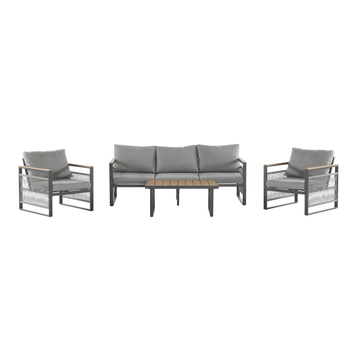 Valetta 4 Piece Outdoor Sofa Set with Rope Weave and Coffee Table - Image 5