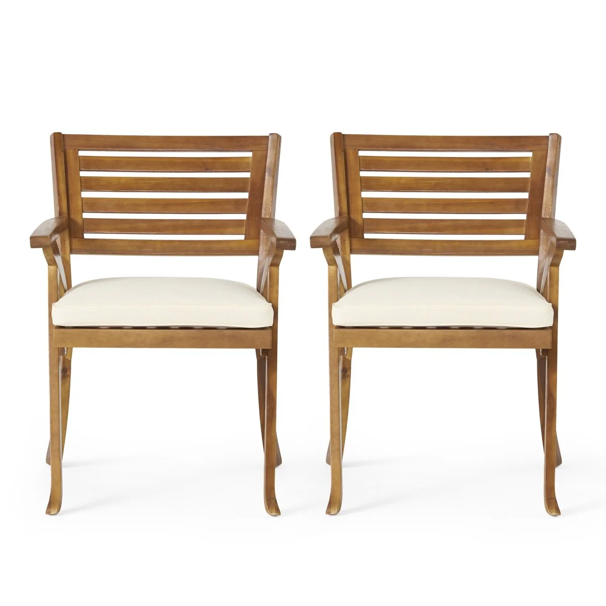 Valonne Outdoor Dining Set 5 Piece Teak Acacia Wood with Cushions - Image 3