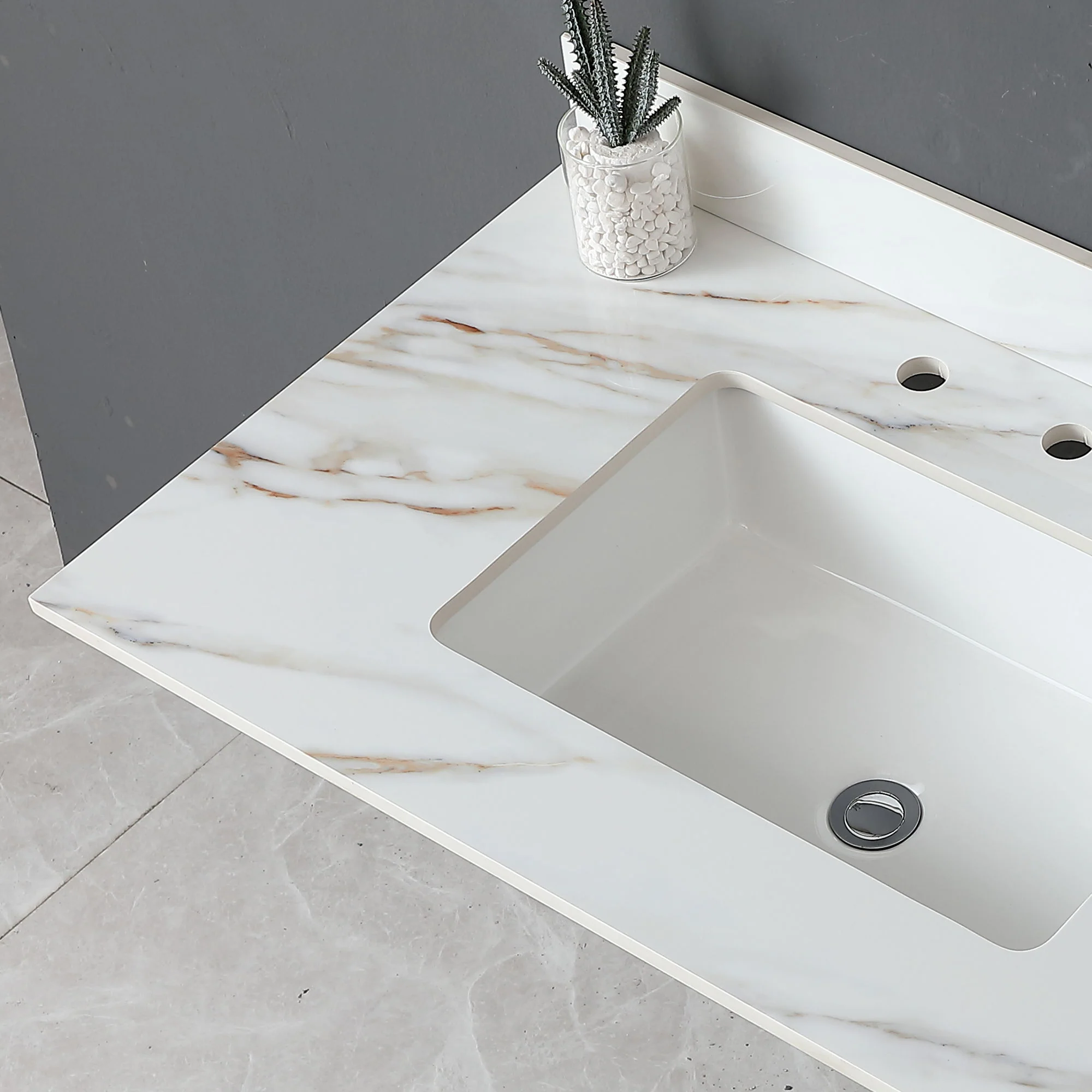 Vanity Top With Undermount Sink And Backsplash, Sintered Stone - Image 15