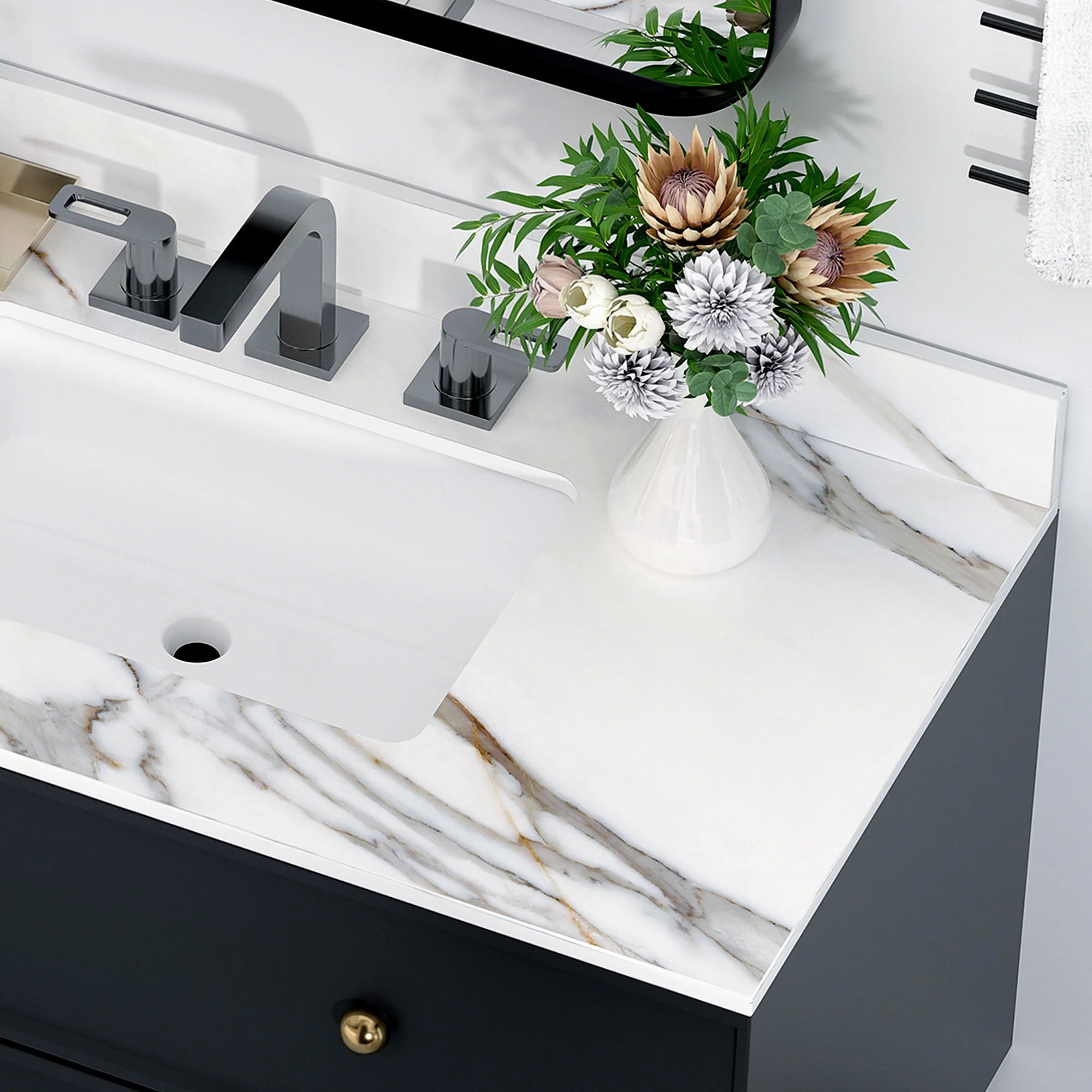 Vanity Top With Undermount Sink And Backsplash, Sintered Stone - Image 9