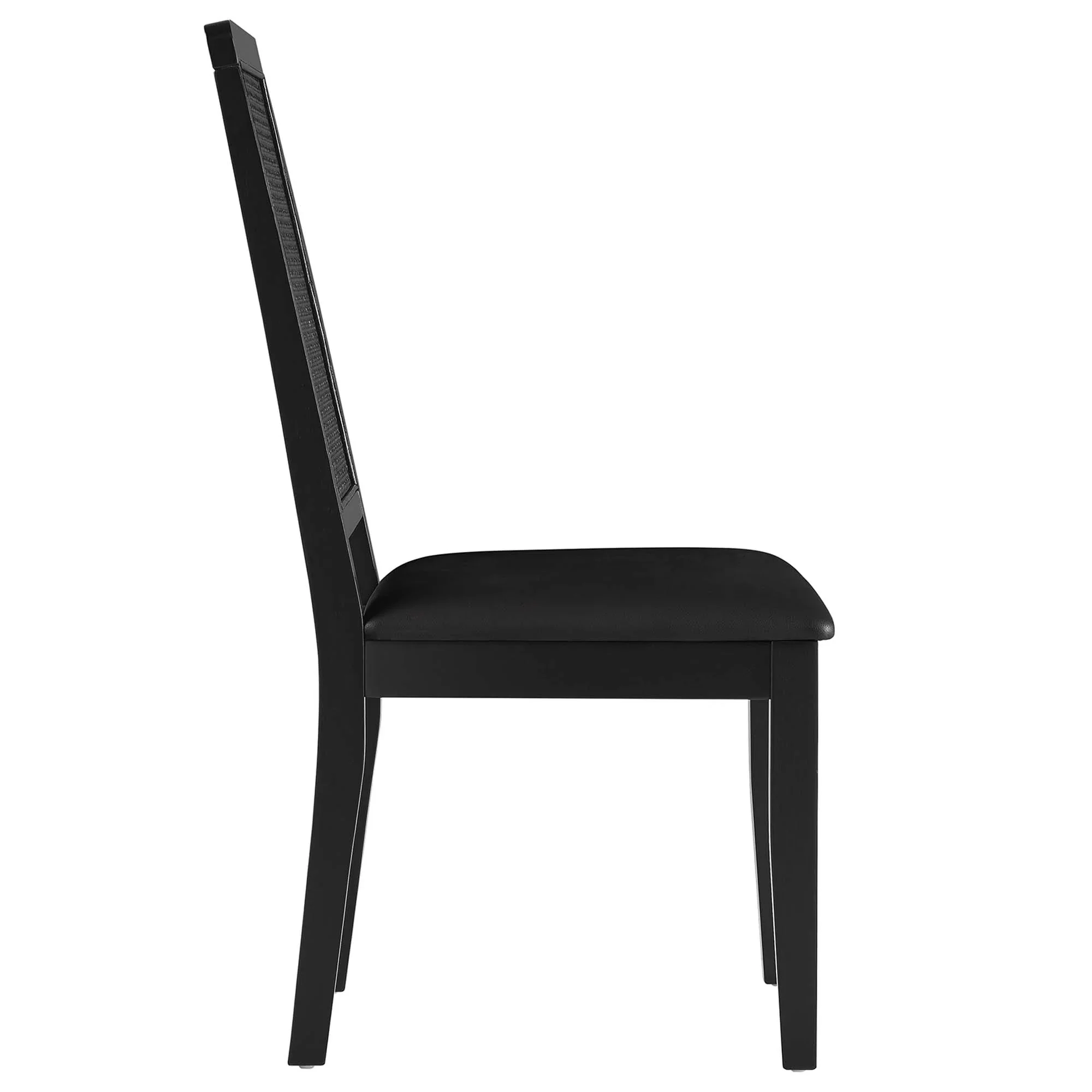 Vegan Leather and Faux Rattan Wood Dining Side Chairs Set of 2 - Image 14