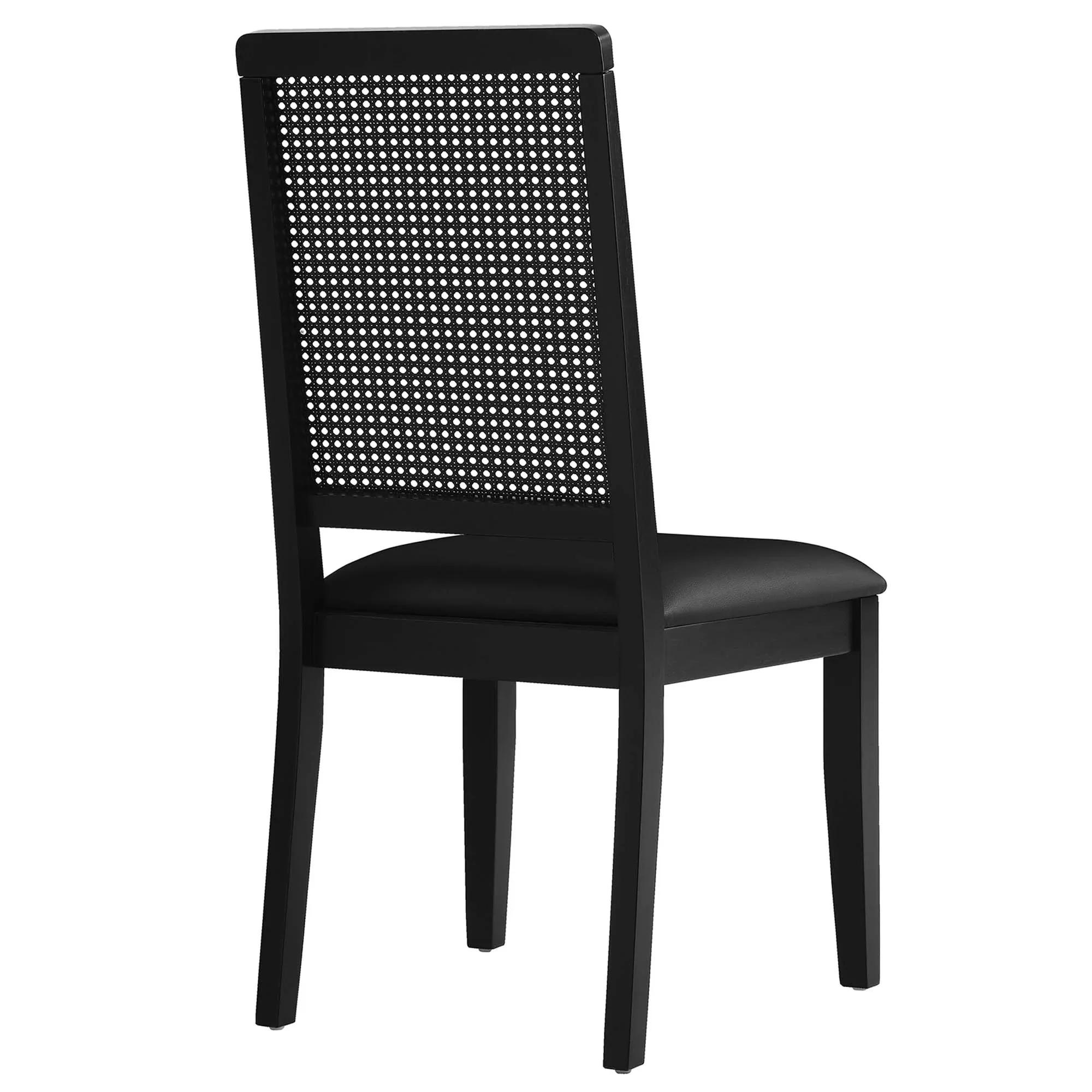 Vegan Leather and Faux Rattan Wood Dining Side Chairs Set of 2 - Image 15