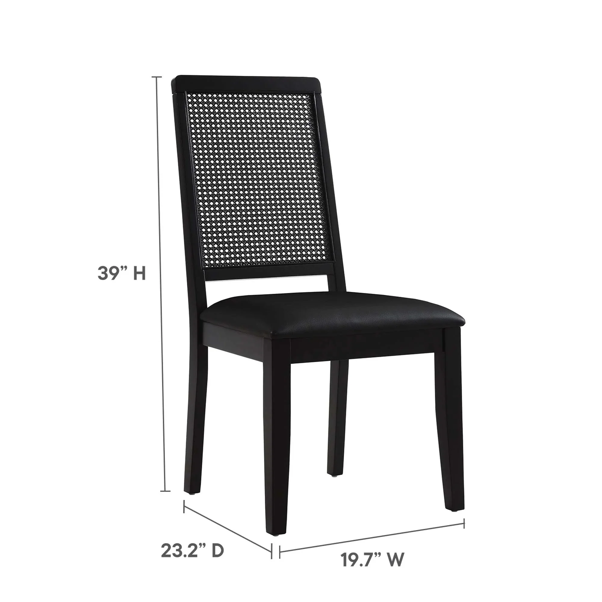 Vegan Leather and Faux Rattan Wood Dining Side Chairs Set of 2 - Image 18