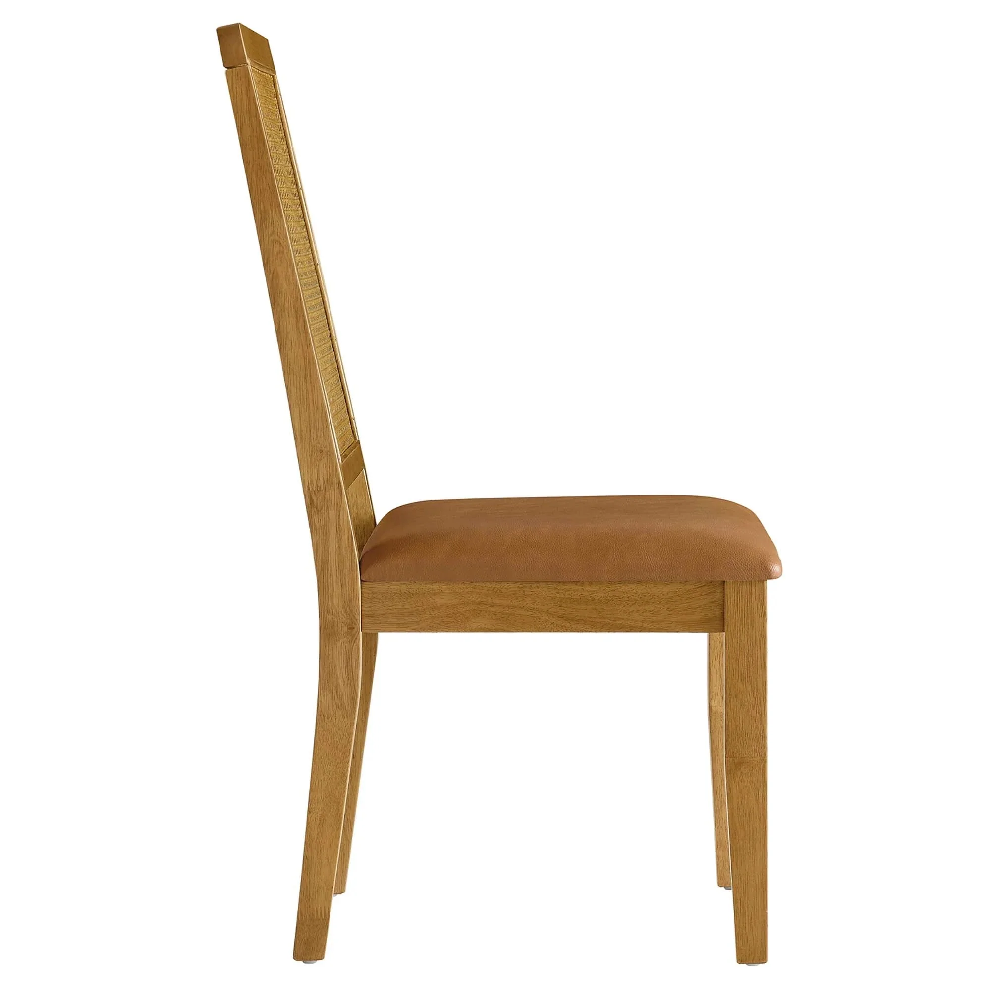 Vegan Leather and Faux Rattan Wood Dining Side Chairs Set of 2 - Image 23