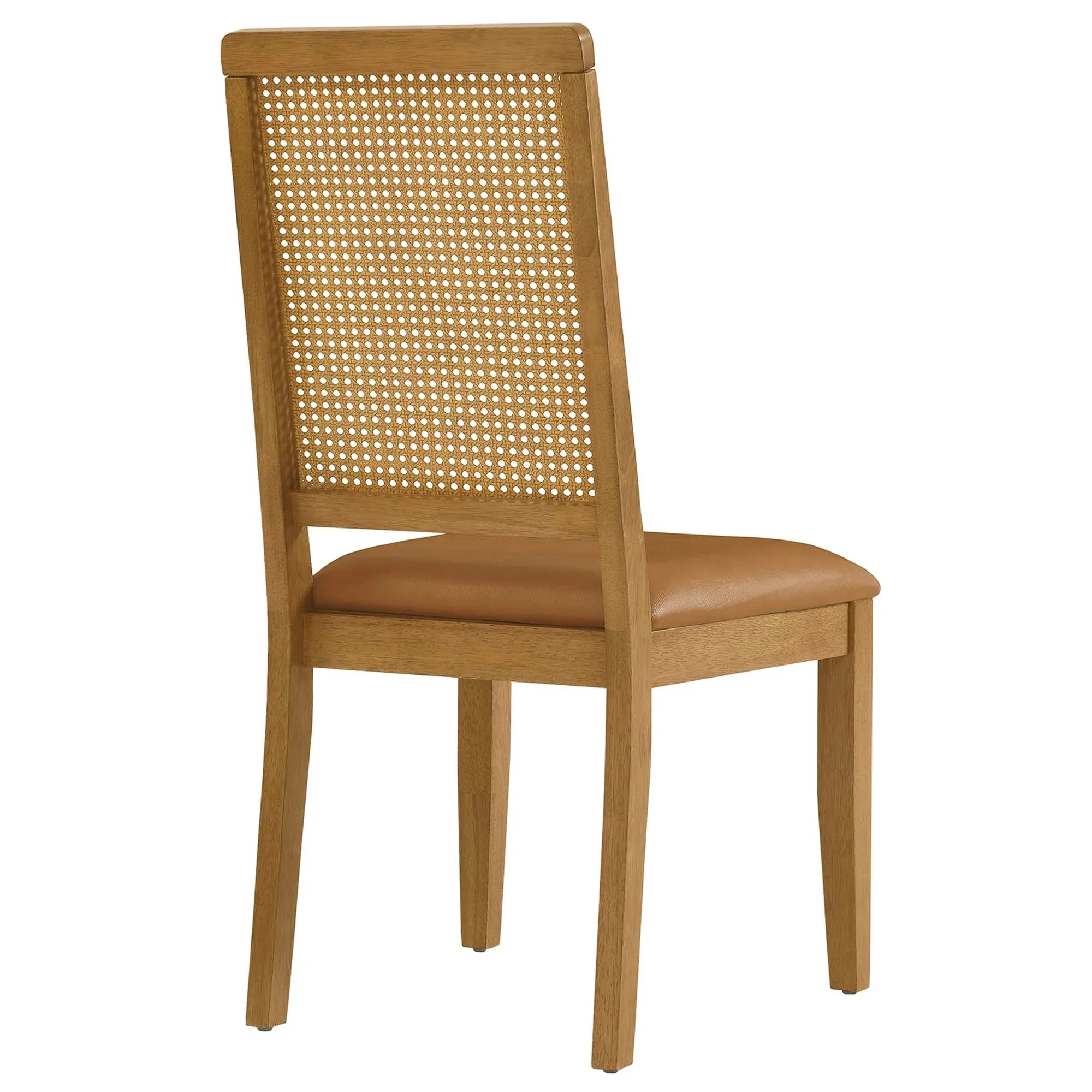 Vegan Leather and Faux Rattan Wood Dining Side Chairs Set of 2 - Image 24