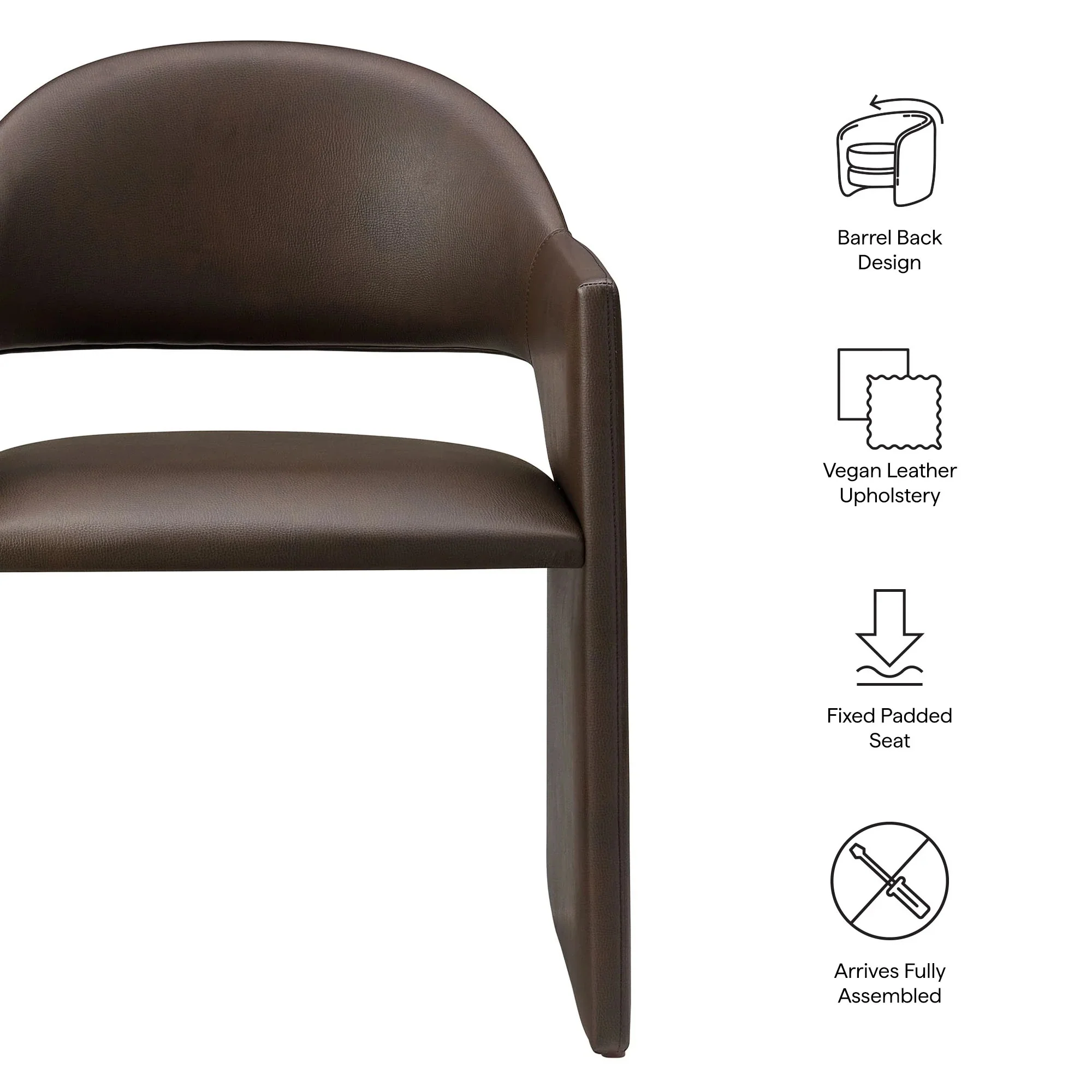 Vegan Leather Curved Back Dining Armchair - Image 13