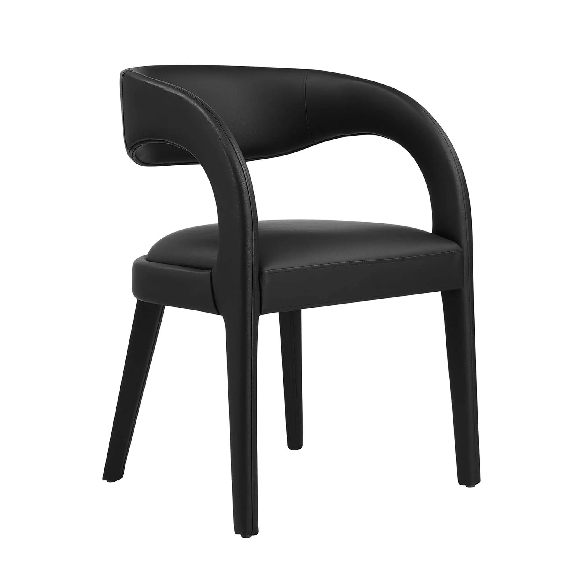 Vegan Leather Dining Chair Set with Curved Back – Set of 2 - Image 30