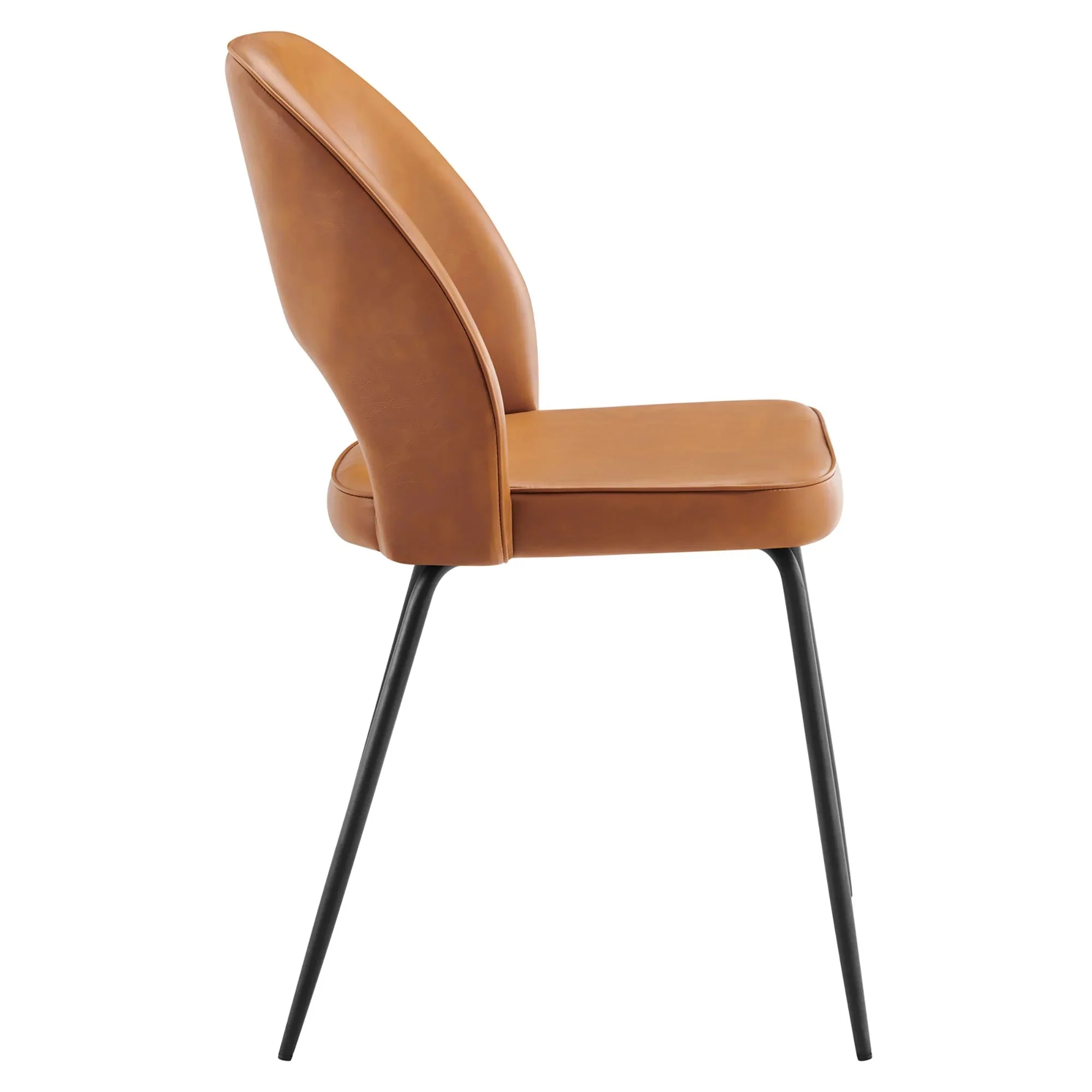 Vegan Leather Dining Chair Set with Open Back – Black Tan Set of 2 - Image 3