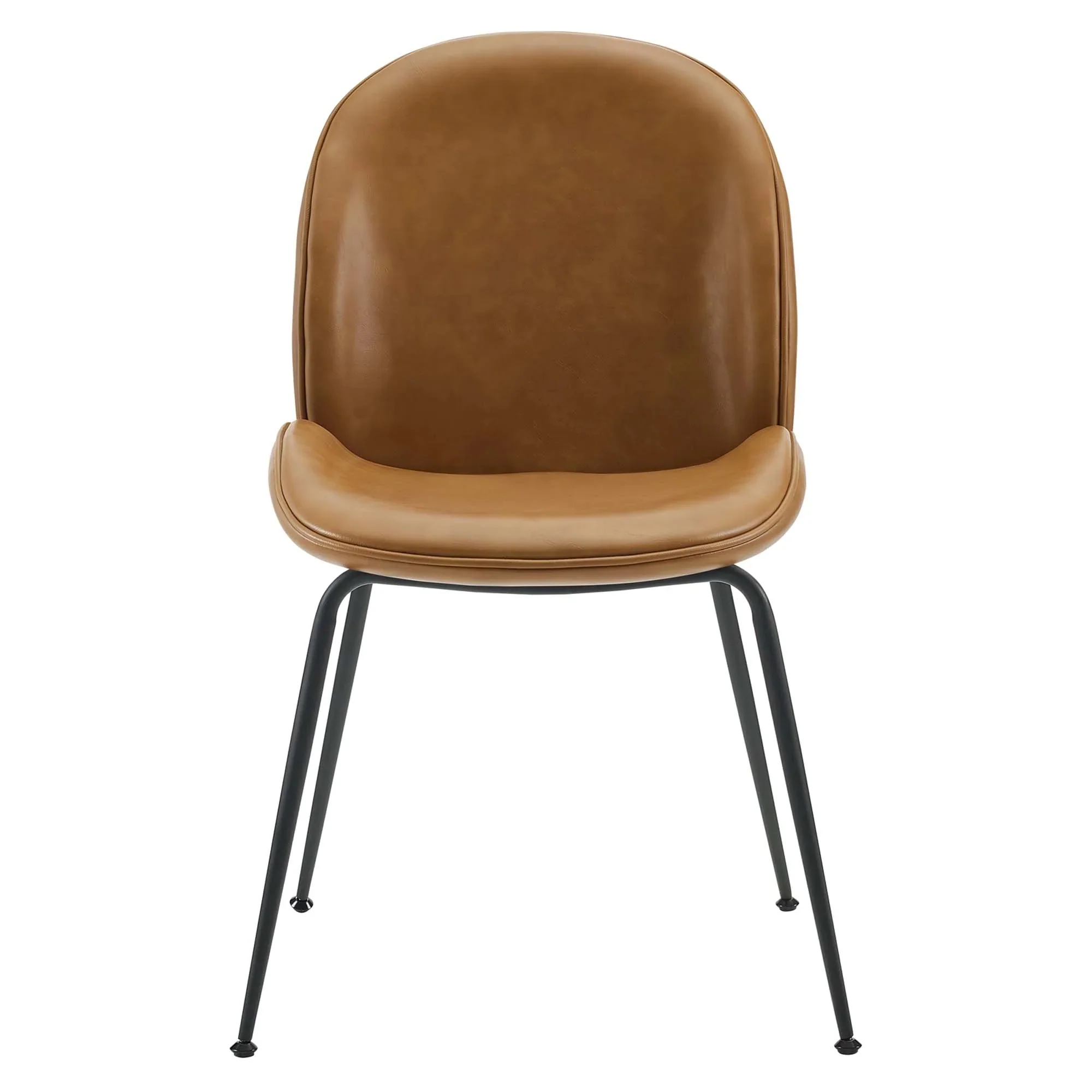 Vegan Leather Dining Side Chair Set with Black Steel Legs – Set of 2 - Image 2