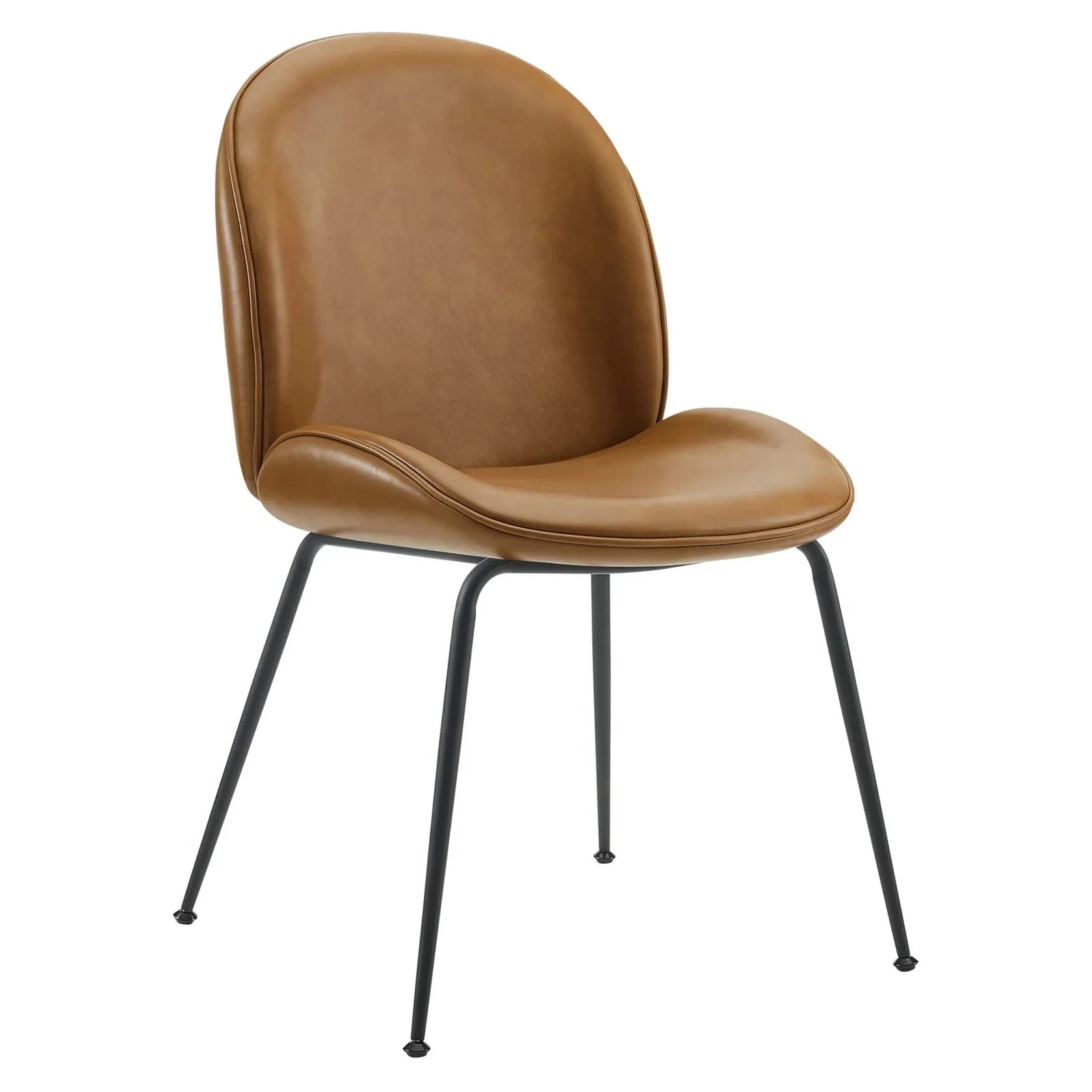 Vegan Leather Dining Side Chair Set with Black Steel Legs – Set of 2 - Image 4