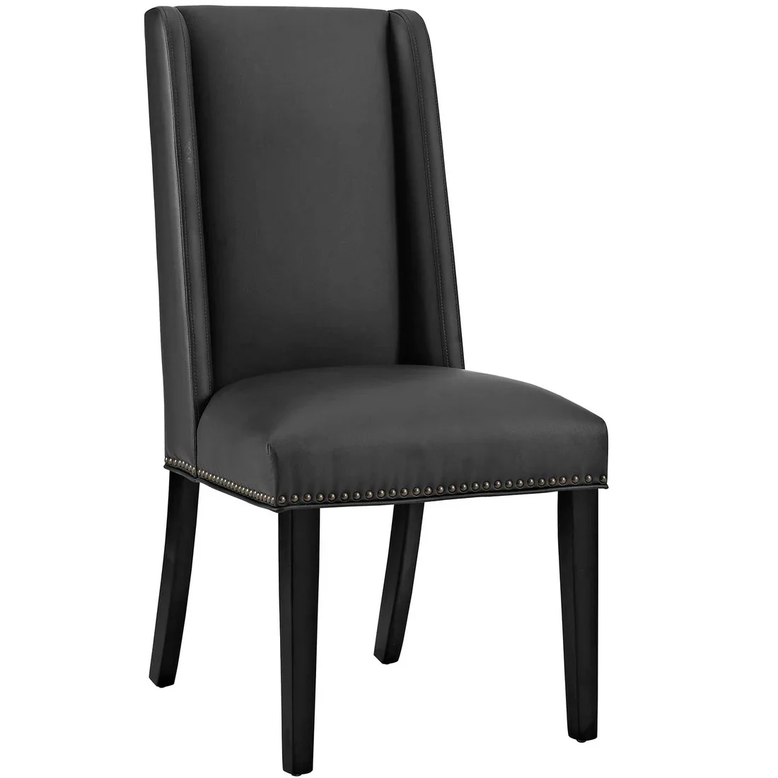 Vegan Leather Dining Side Chair with Nailhead Trim - Image 2