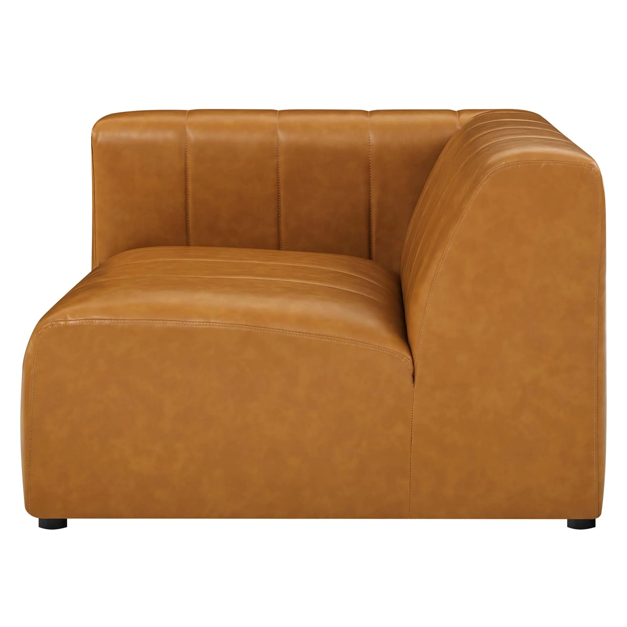 Vegan Leather Left-Arm Chair in Tan - 44 Inch - Image 3