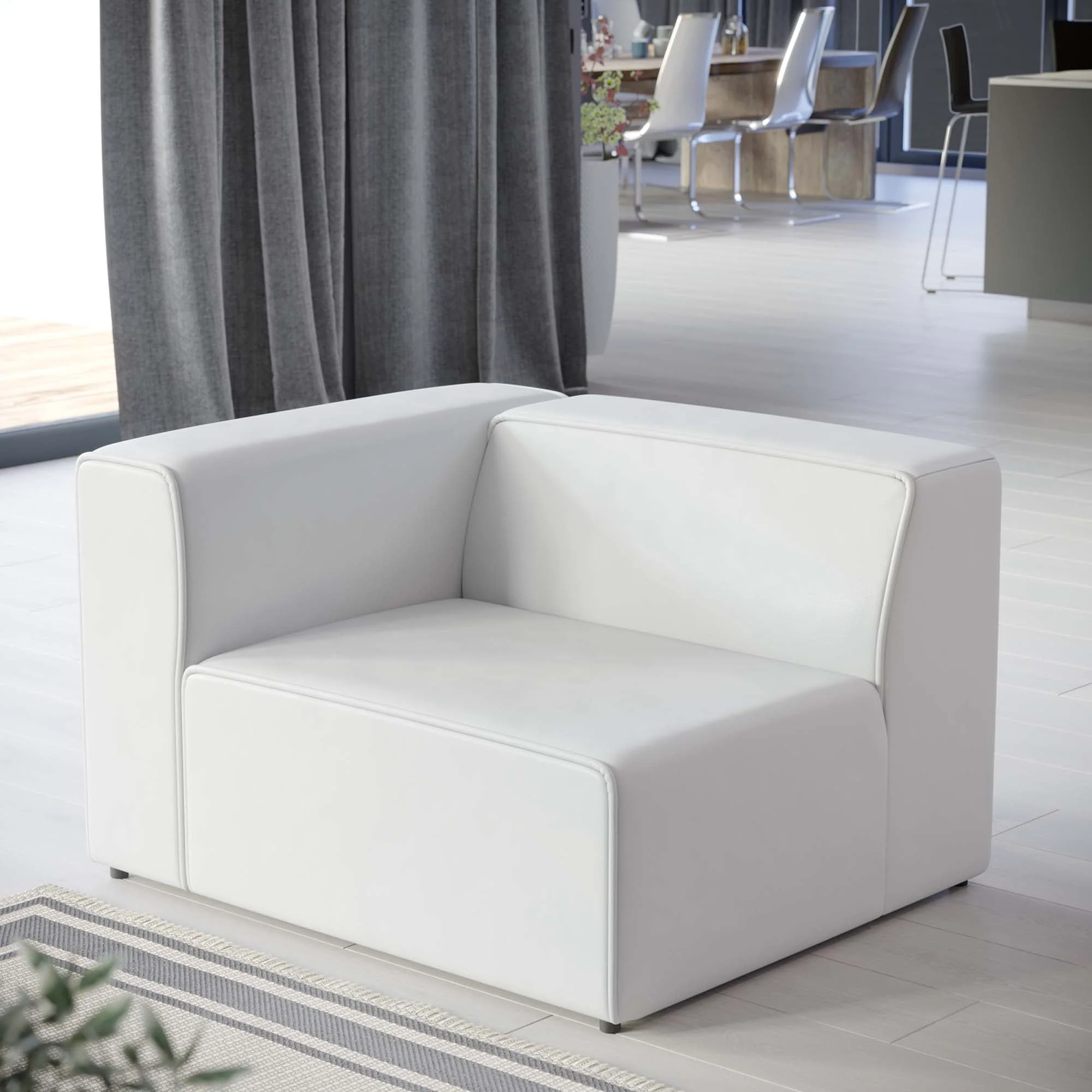 Vegan Leather Left-Arm Sectional Sofa Chair 44 Inch - Image 21