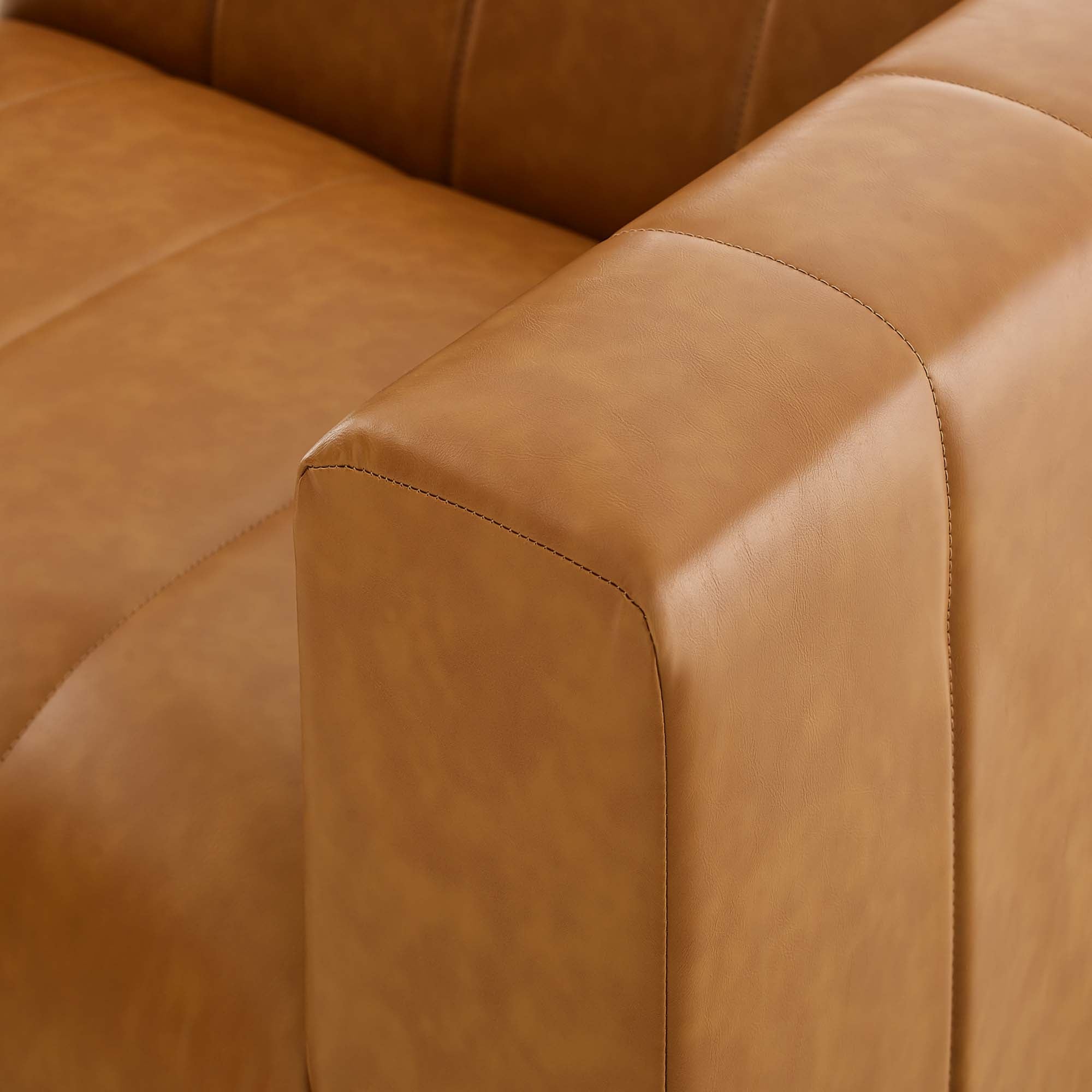 Vegan Leather Right-Arm Chair in Tan - 44 Inch - Image 6