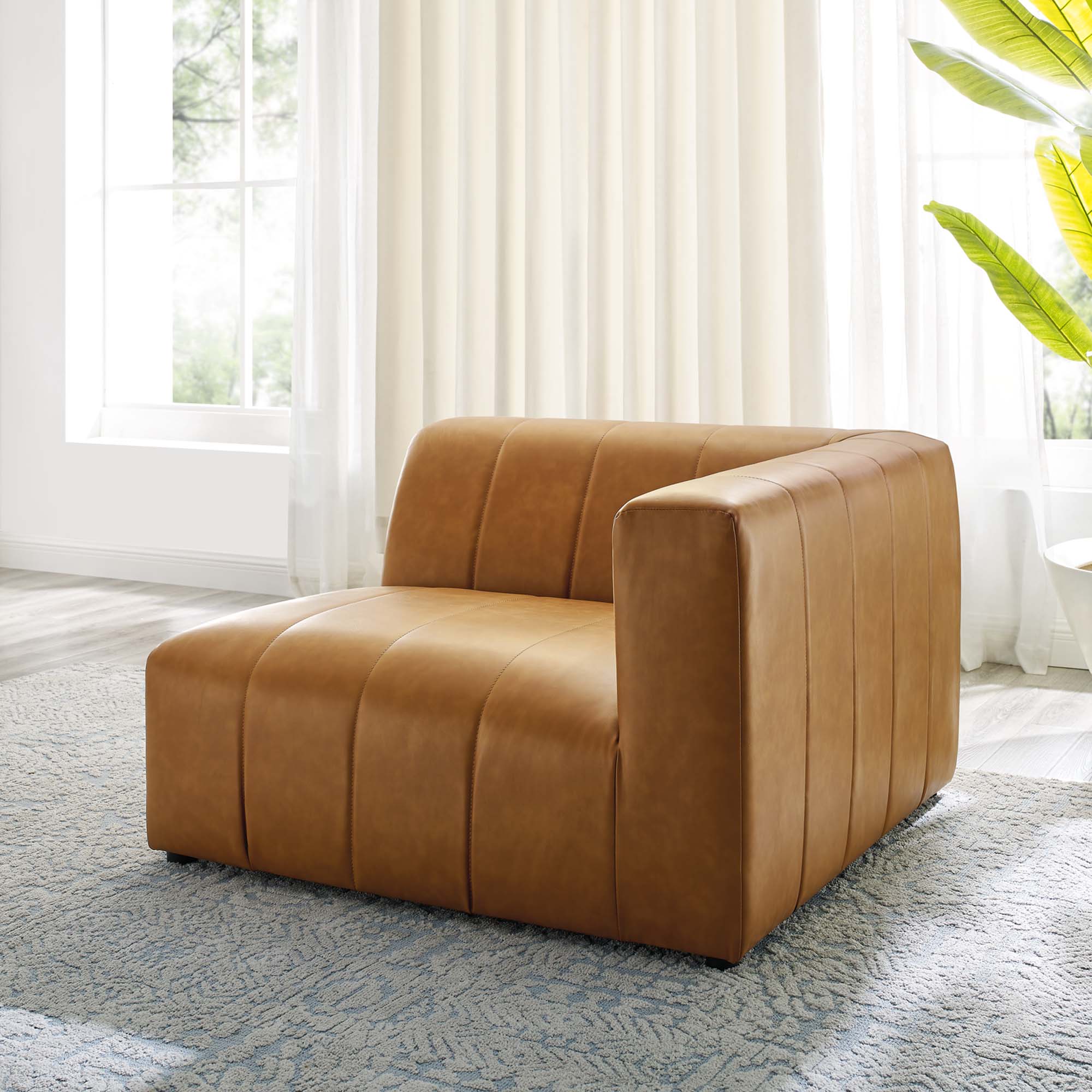Vegan Leather Right-Arm Chair in Tan - 44 Inch - Image 7